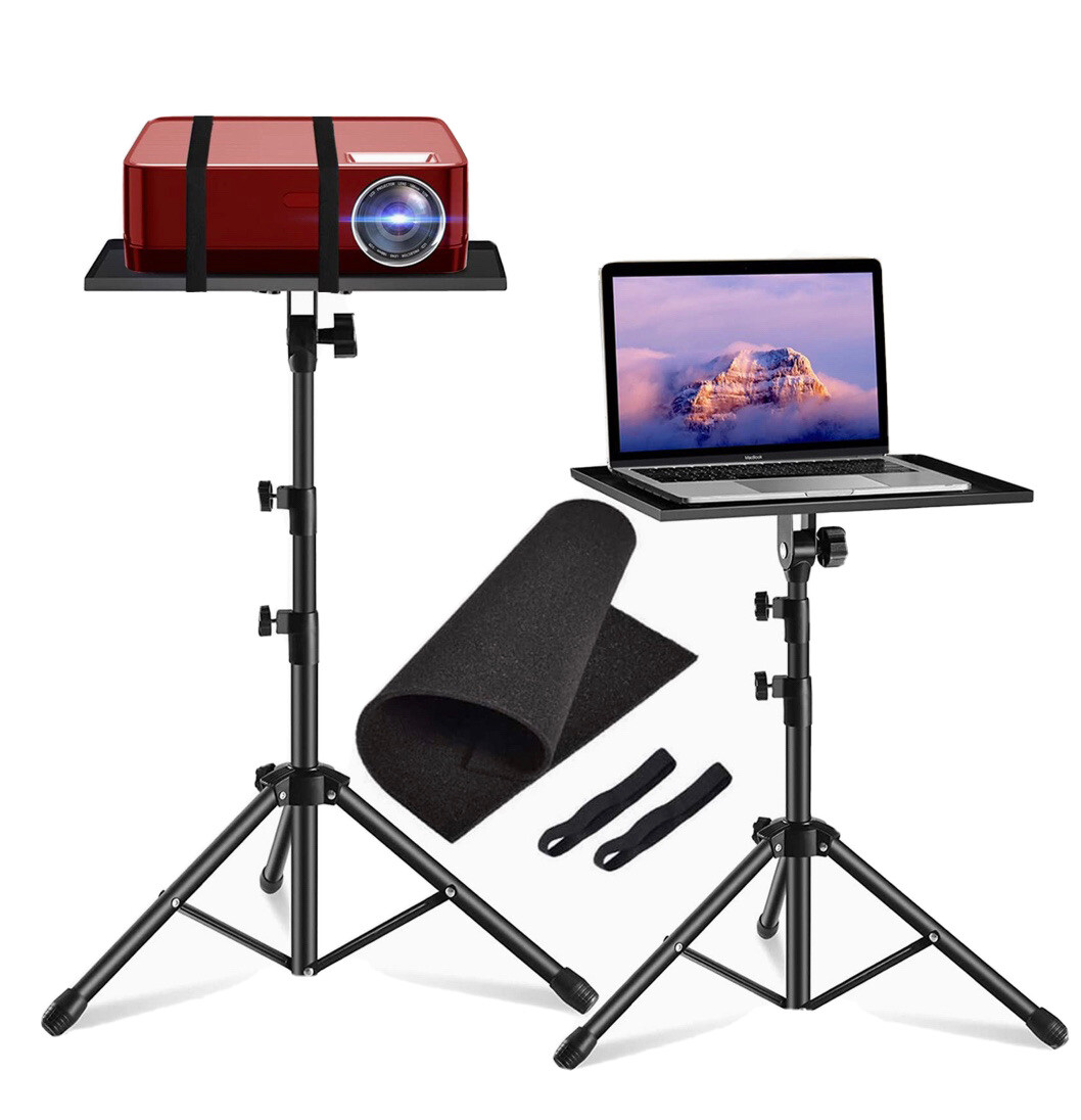 Portable Tripod Stand With Tray For Projector/Laptop/Camera, Adjustable 17”-55”