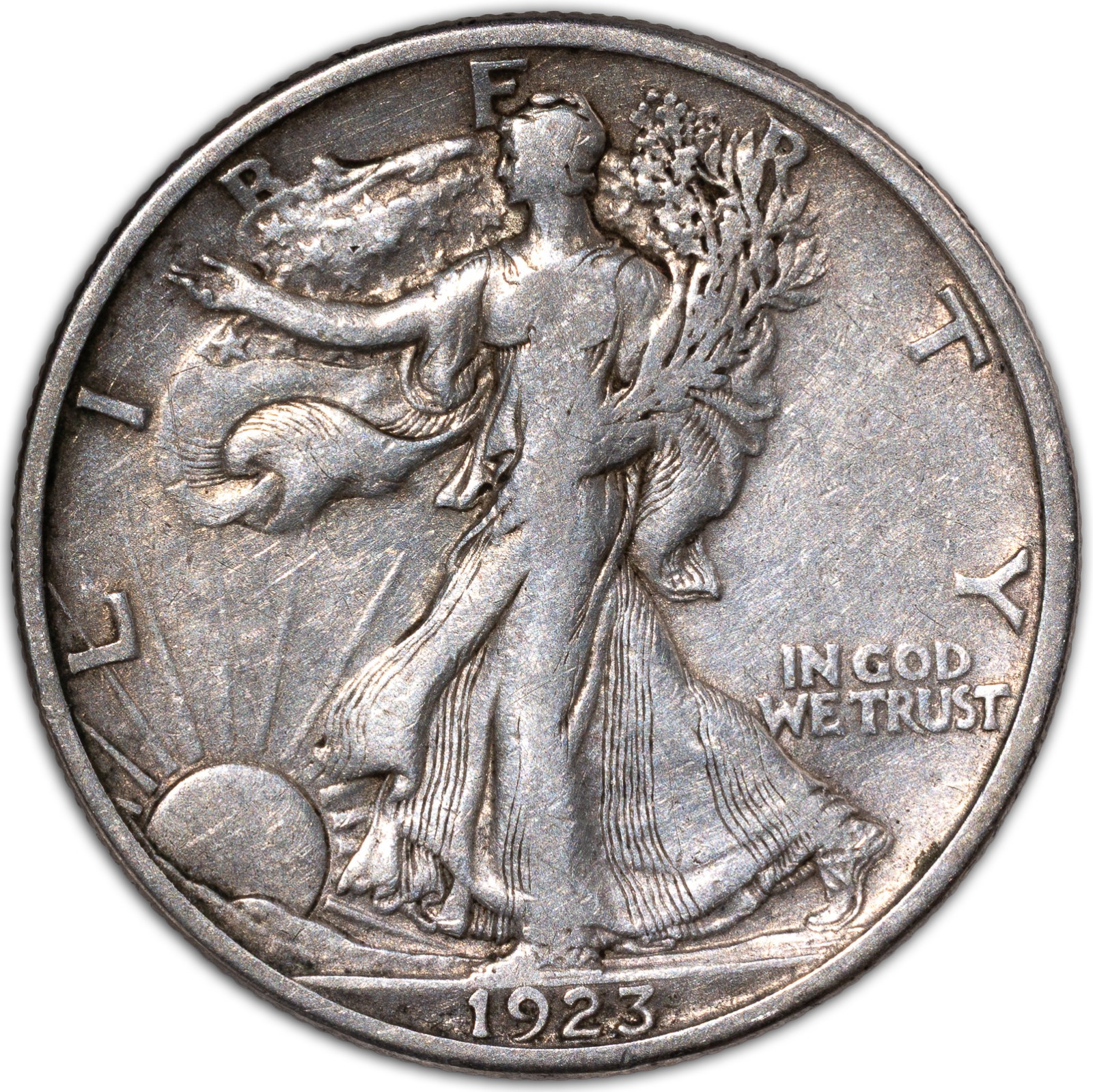 1923-S Very Fine Walking Liberty Silver Half Dollar 50c San Francisco
