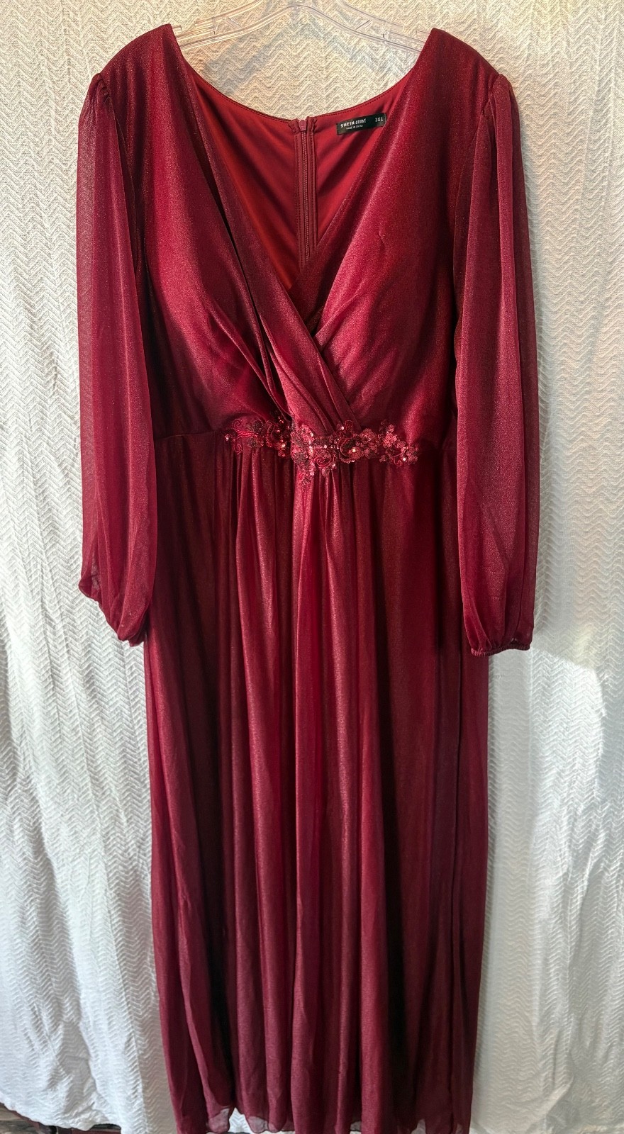 Shein Curve, wine color full length formal dress w inner lining, Worn 1 time
