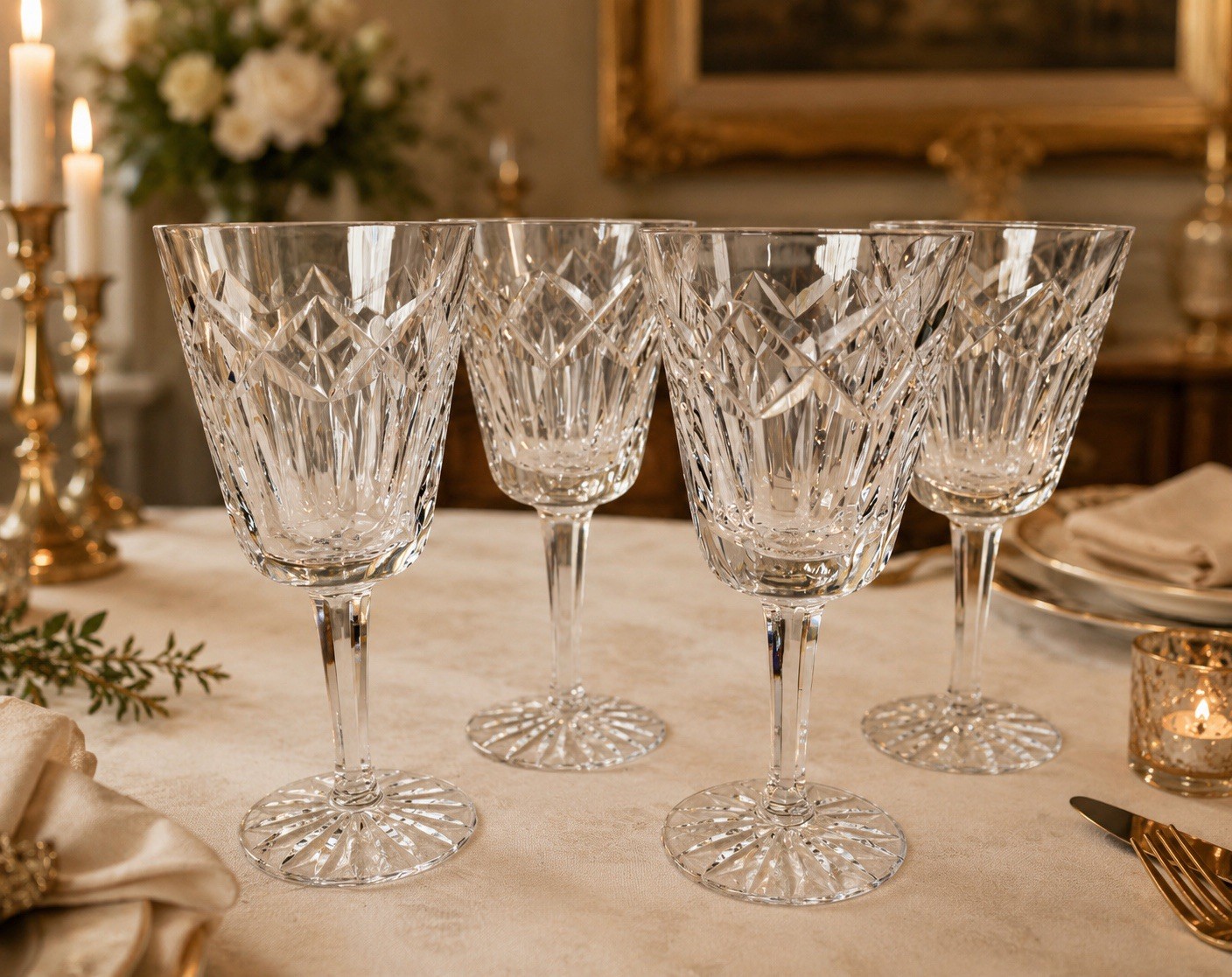 Waterford Crystal Set Of 4 Patrick Claret Red Wine Glasses Vintage 5.5” Waterford Crystal Set Of 4 Patrick Claret Red Wine Glasses Vintage 5.5”