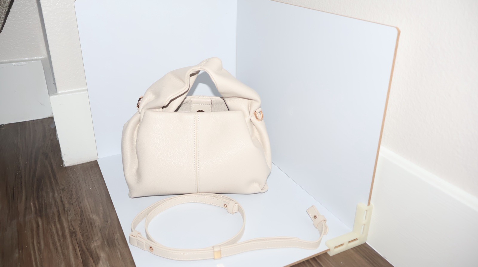 Polene Numero Neuf Mini Textured Chalk Leather Crossbody Bag - Lightly Used