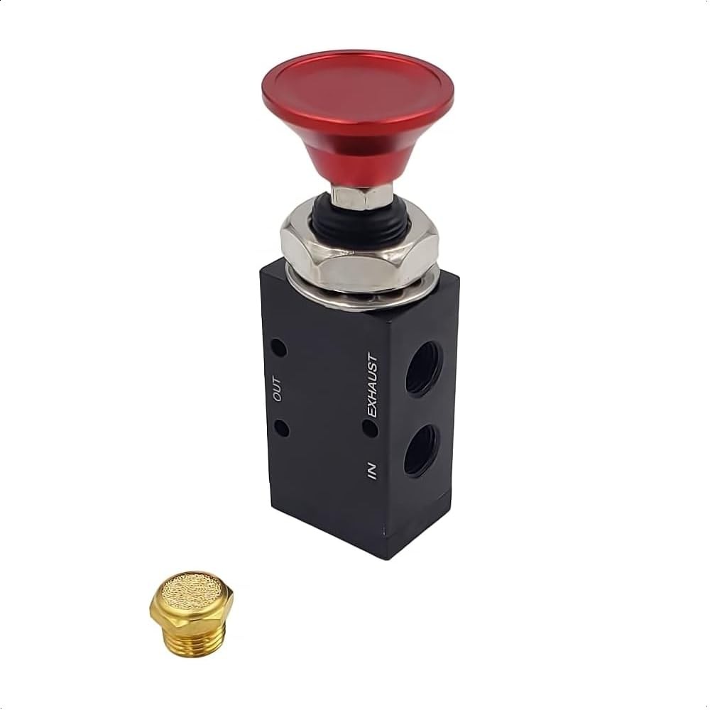 PartLogix 3-Way Three-Way Push/Pull Manual Tailgate Air Valve (Air Valve, W/K...