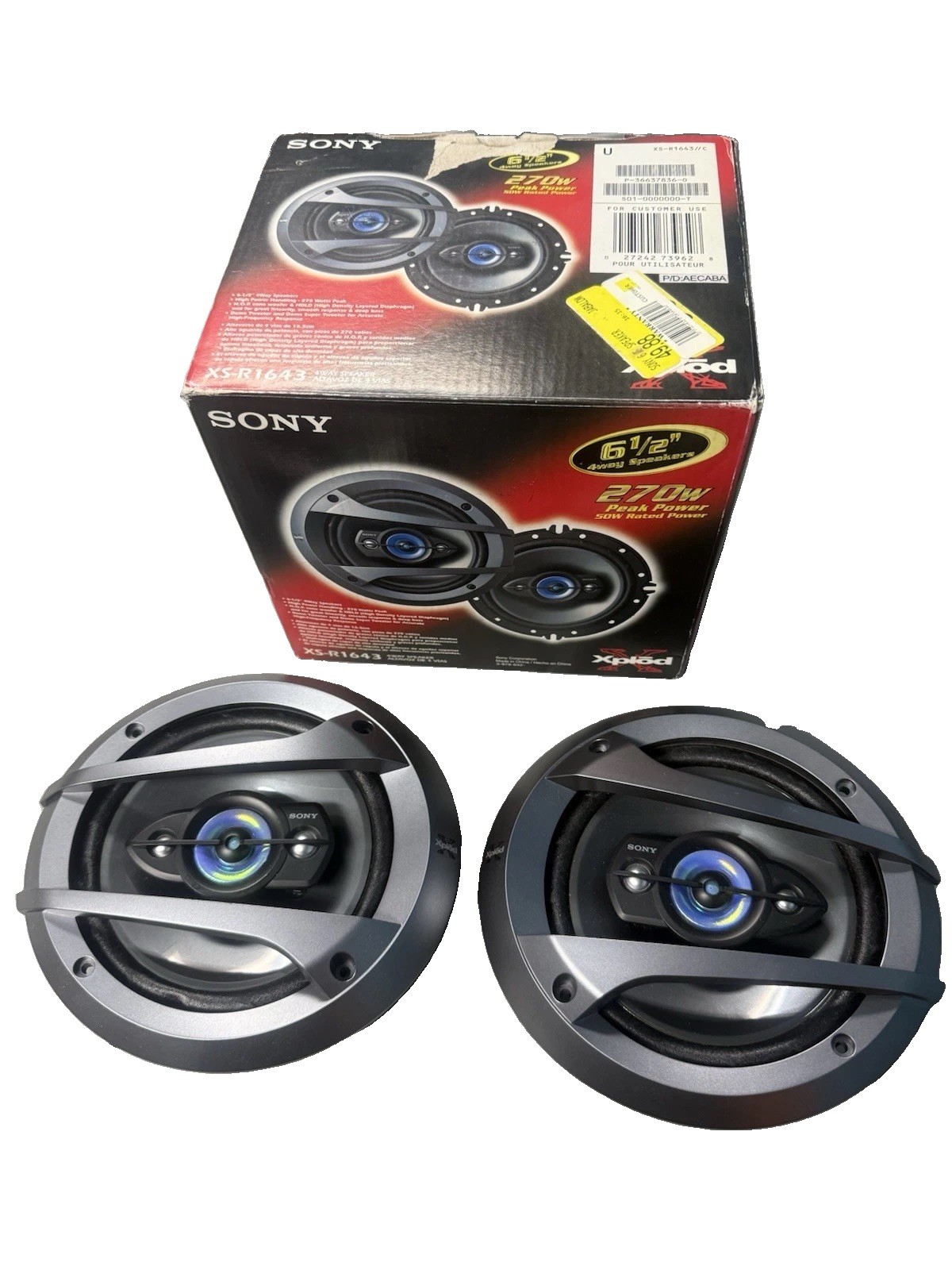 Sony Xplod XS-R1643 4-Way Speakers 270W Peak 6 1/2\