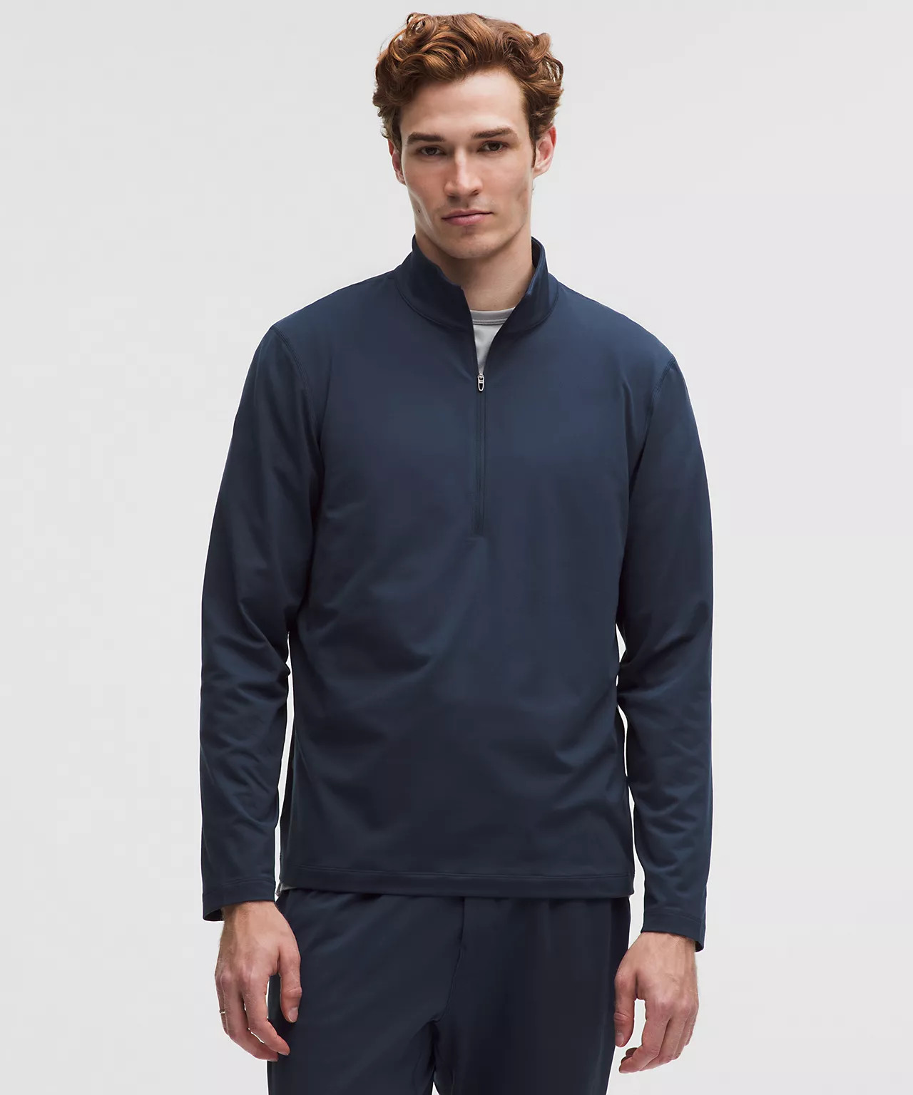 Lululemon Mens Large L Surge Warm Half Zip Pullover Heathered Navy Blue Running⁠