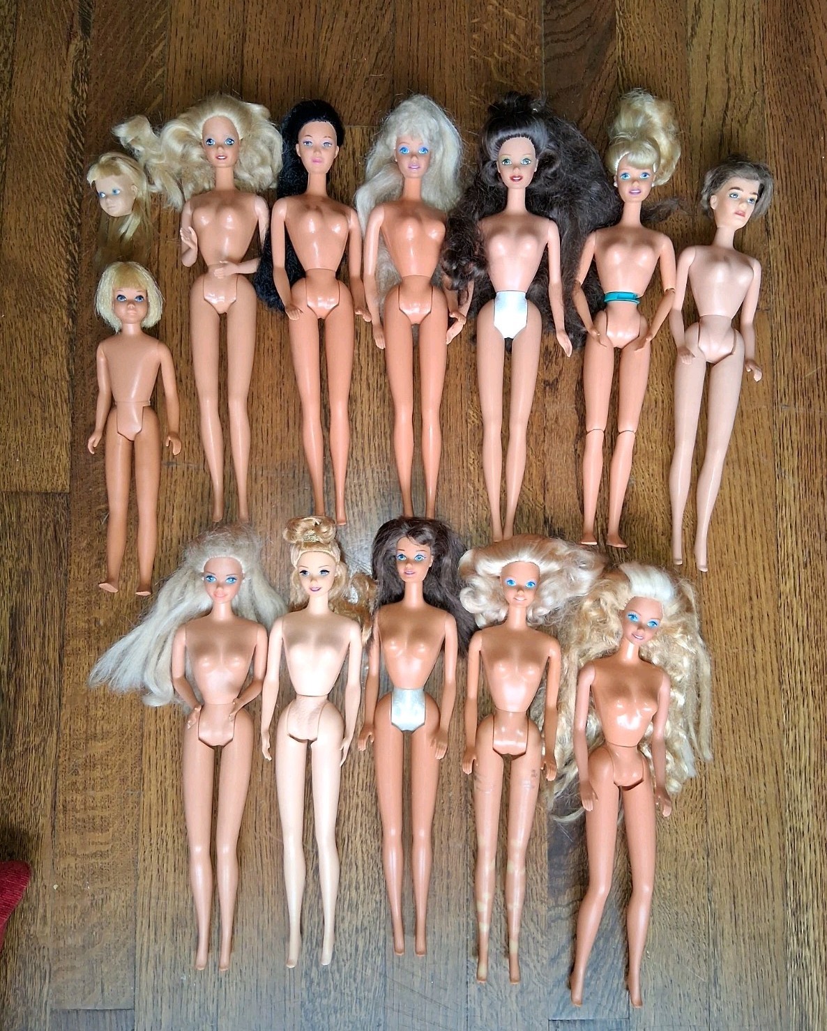Lot of 12 Vintage Barbie Dolls Nude Mixed Eras