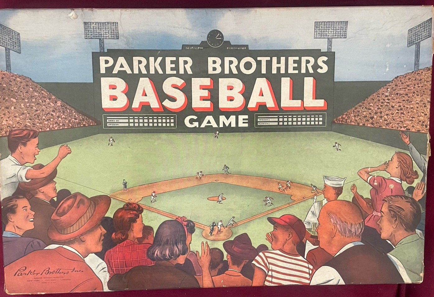 1950 Parker Brothers Baseball Board Game  -Wear at corners Good Condition