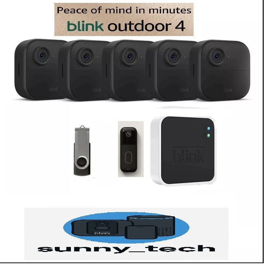 2024 Blink Outdoor 4 (4th Gen) 5 Camera + Doorbell Home Security System Kit NEW