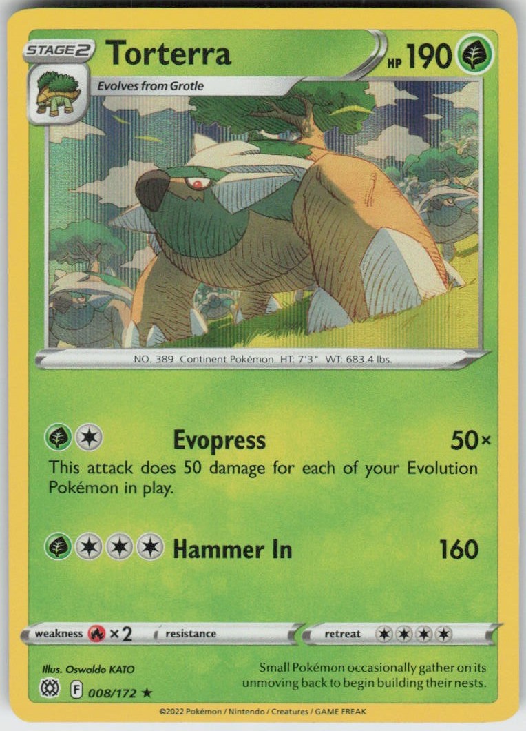 Holo Torterra 008/172 Rare Brilliant Stars Near Mint Holo Torterra 008/172 Rare Brilliant Stars Near Mint