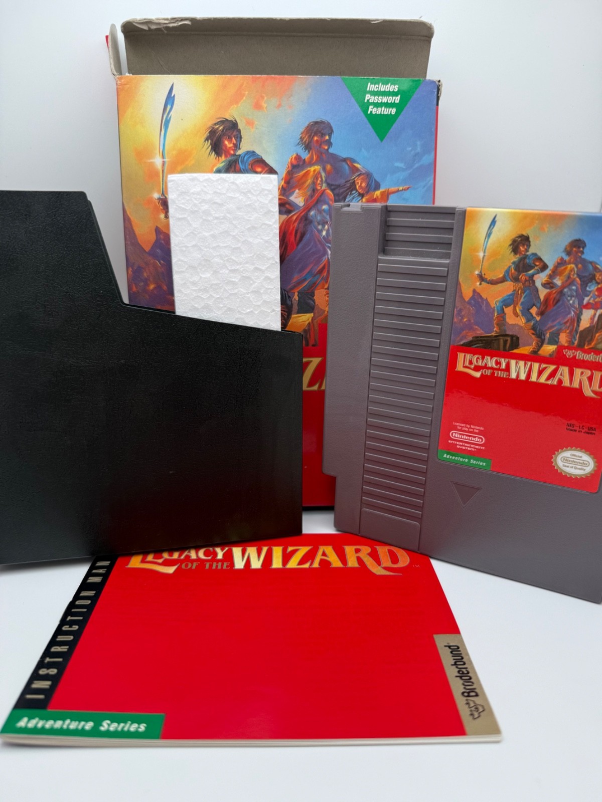 Legacy of the Wizard NES CIB Complete Box Manual Foam Broderbund REV-A