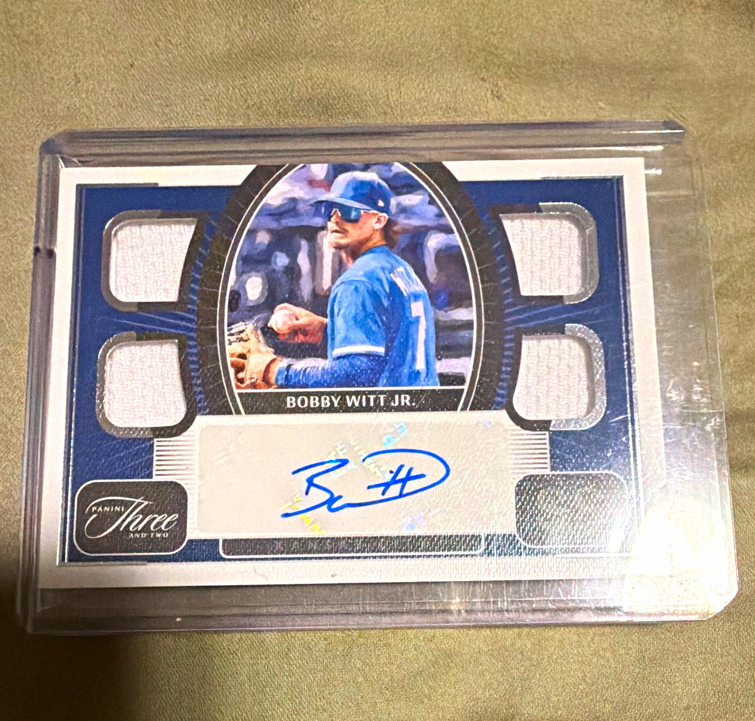 Panini 2022 Three and Two Bobby Witt Jr. Quad Jersey Auto /49 #QJA-BW