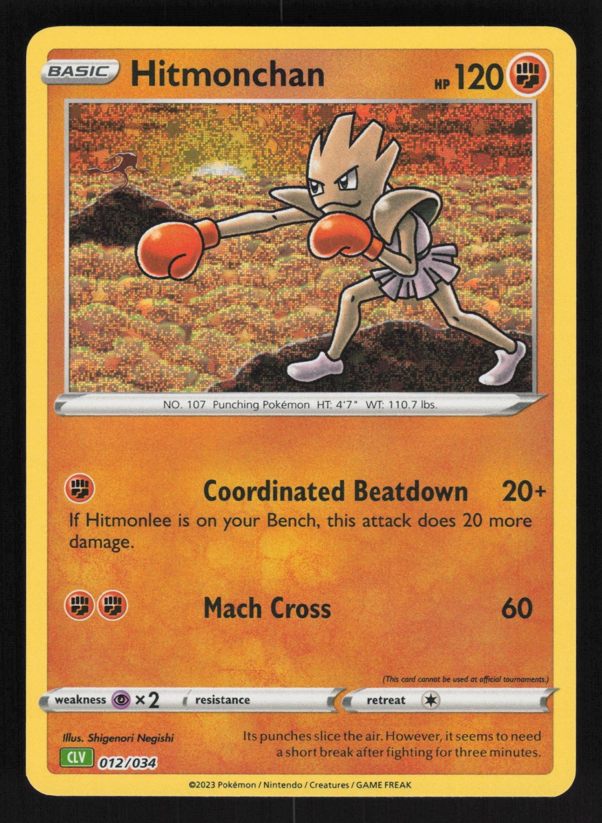 English NM Hitmonchan 012/034 CL Holofoil Pokemon Trading Card Game Classic