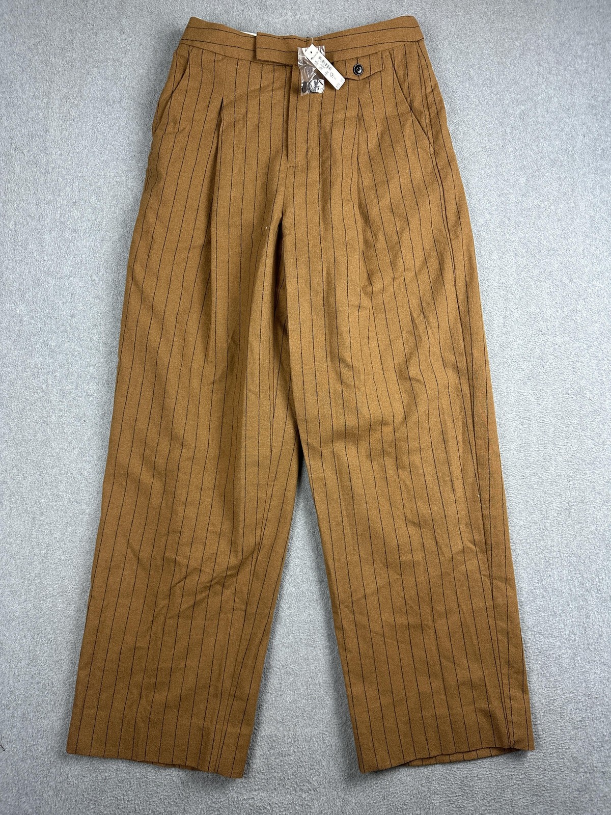 Madewell High Rise Rosedale Pants Womens 2 Brown Wool Stripe Straight Dress Work