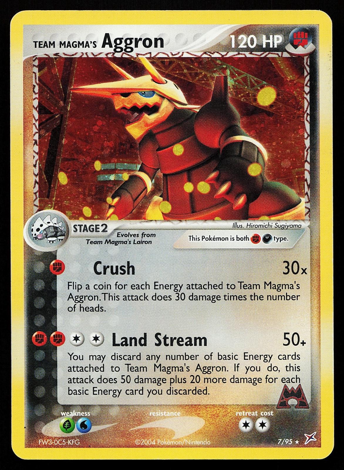 Team Magma's Aggron 7/95 Holo Rare Team Magma vs Team Aqua Pokemon Card