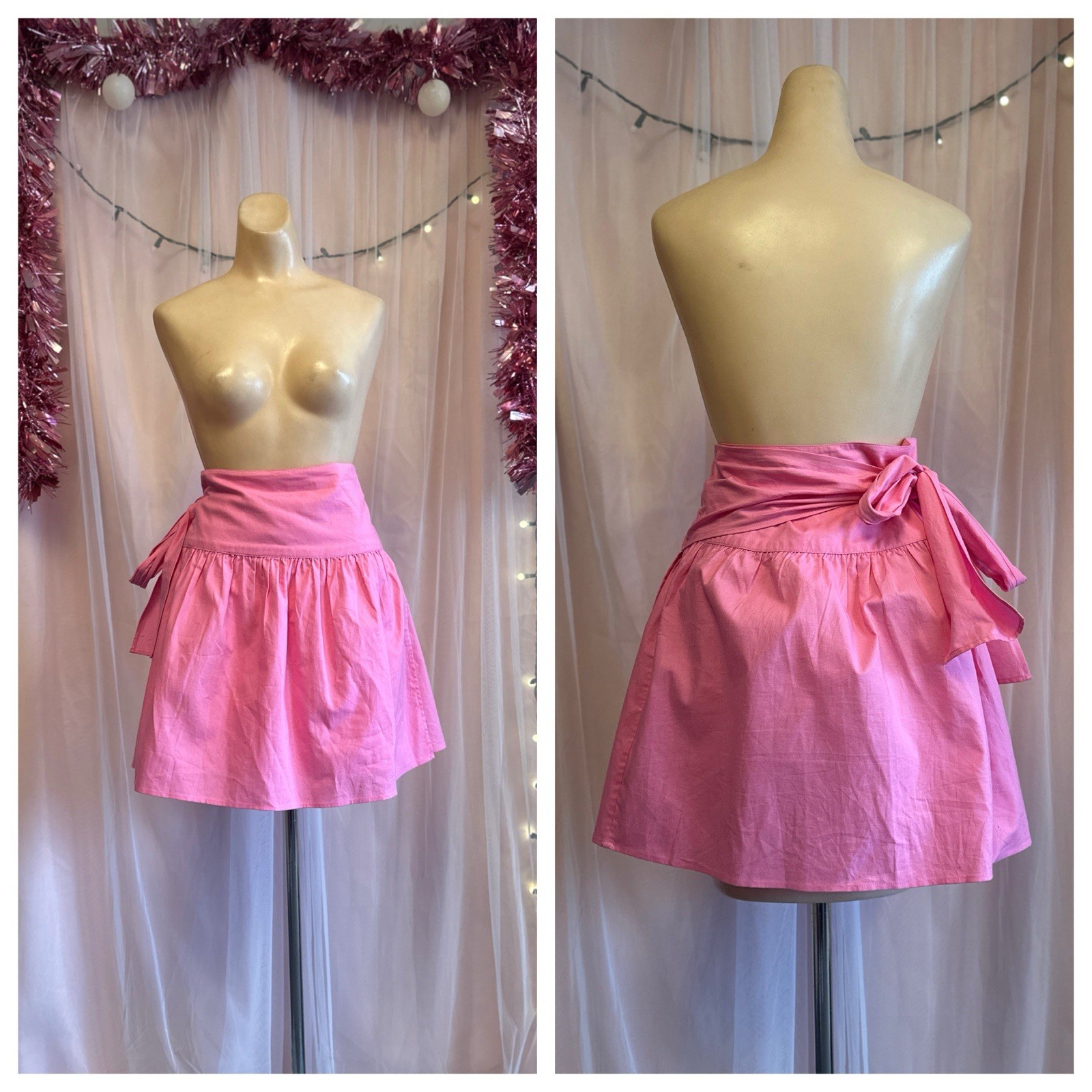 Vintage Y2K 2000s Mini Skirt Bubblegum Pink Wrap Style Coquette Preppy One Size