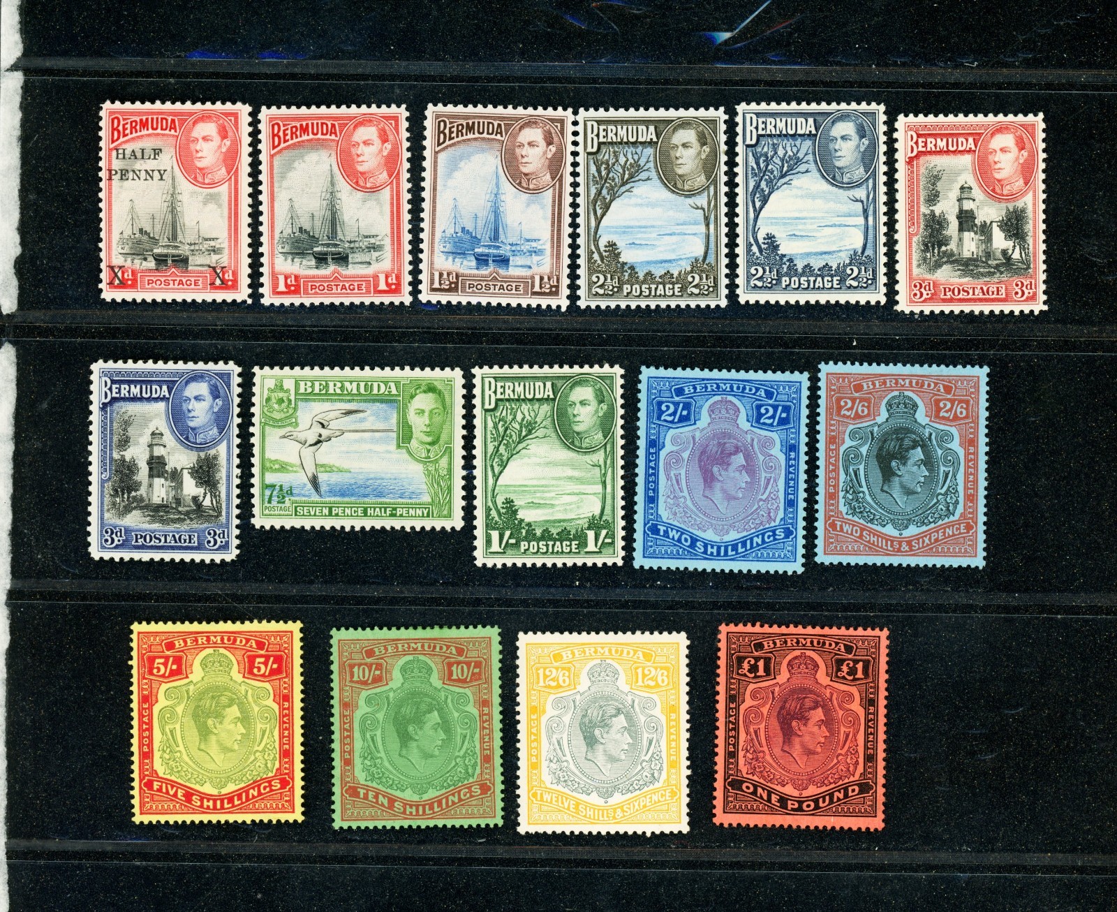 [BERMUDA] 1938-52 ½d-£1 SG 110-121 + 122 / SC 118-128 / VF (MLH) CA2887