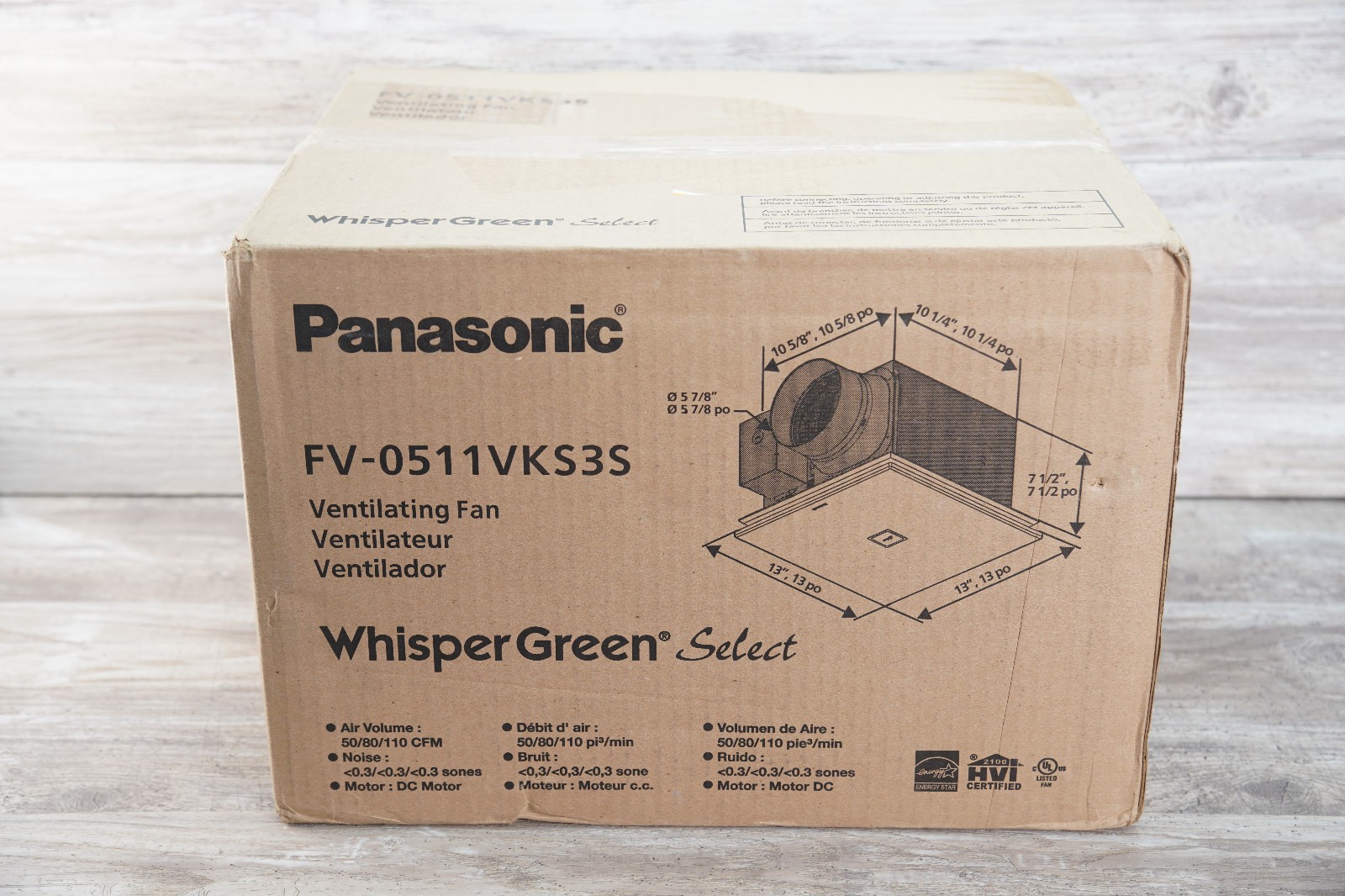 Panasonic FV-0511VKS3S WhisperGreen Bathroom Exhaust Fan White w/ Flex-Z Bracket