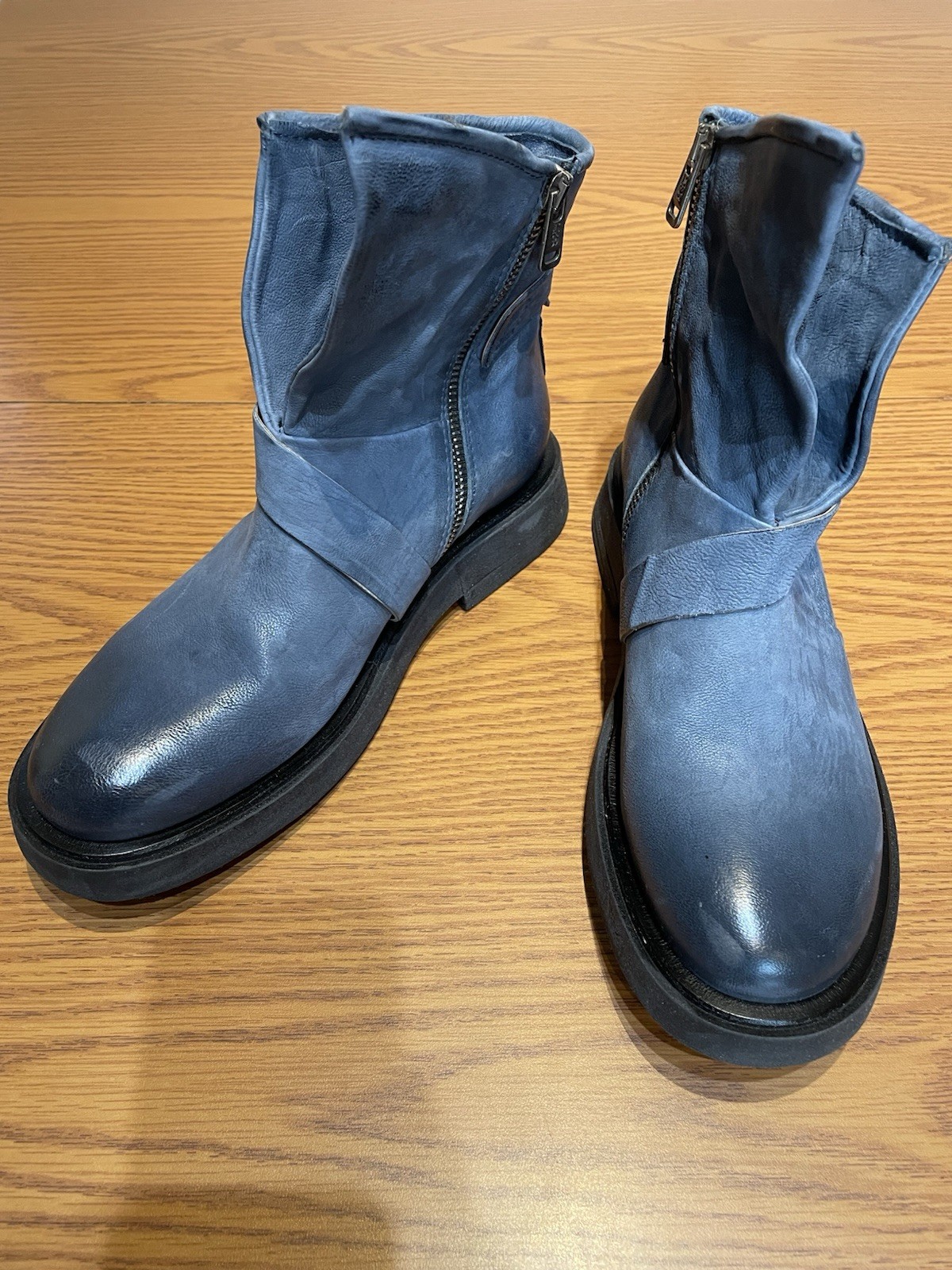 NIB A.S. 98 Roan Leather Boots Color Denim Size EU 39 U.S. 8.5-9 MSRP $420