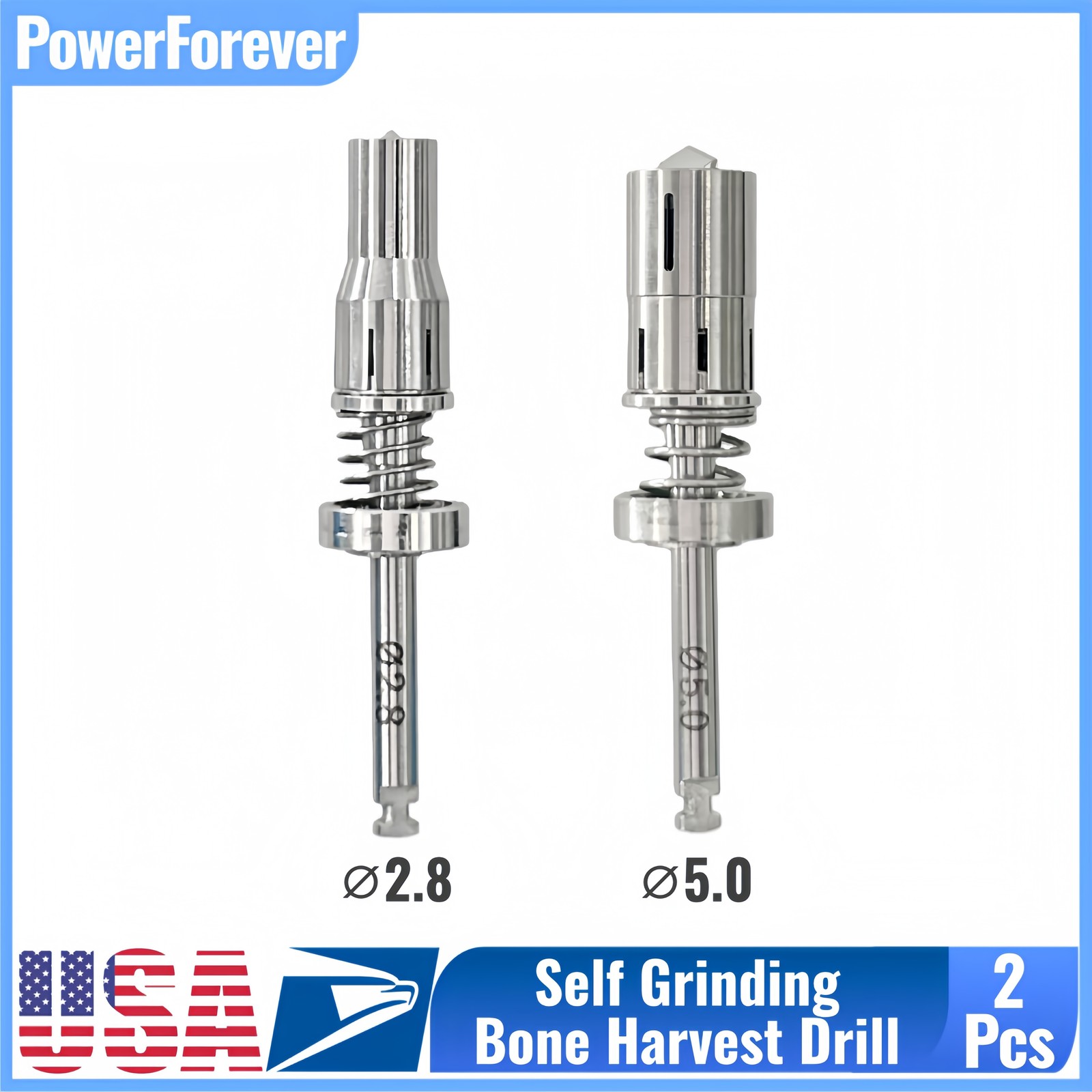 USA Dental GBR Self-Grinding Spring Bone Harvest Drill Autogeneous Trephine Burs