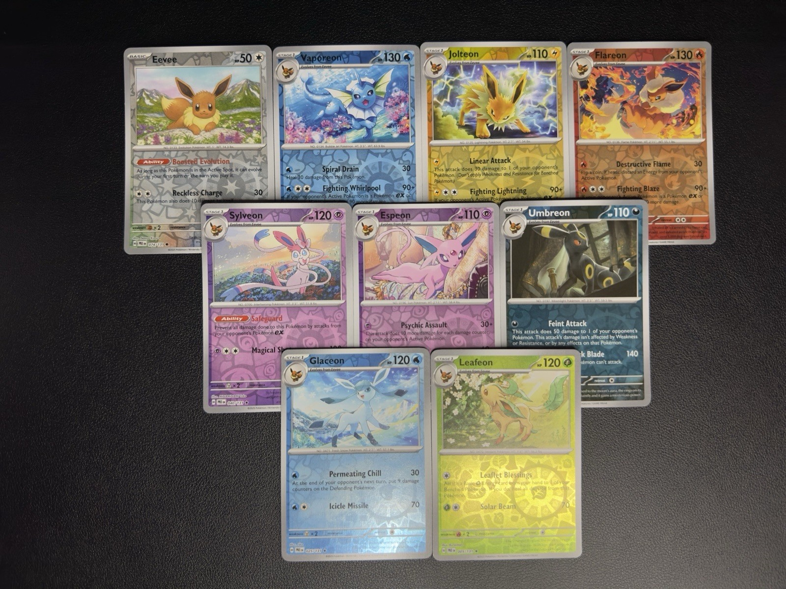 Pokemon EEVEE PRISMATIC EVOLUTIONS Complete 9 Card REVERSE HOLO SET UMBREON
