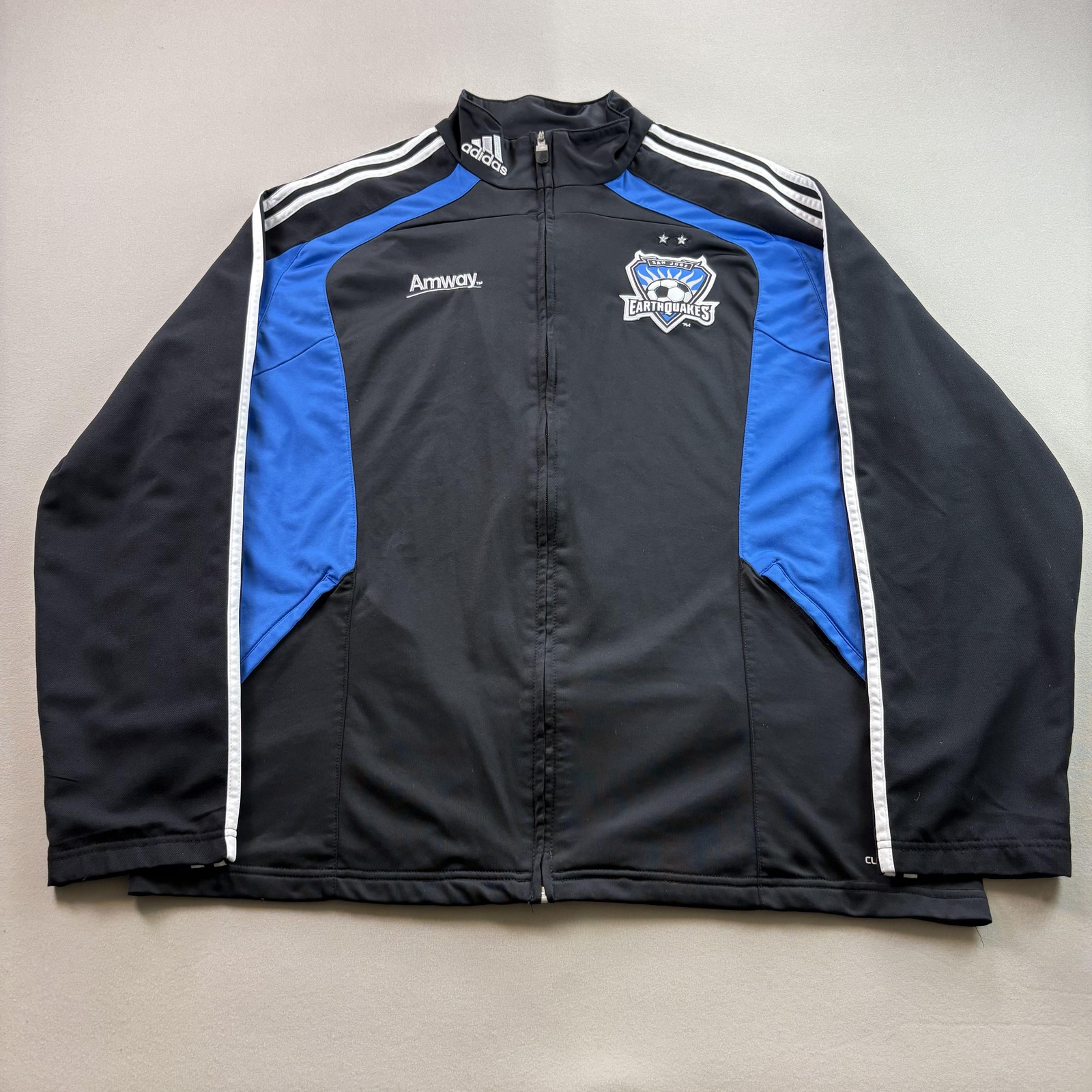 San Jose Earthquakes Jacket Mens XL Black Adidas MLS Soccer Climalite Full Zip