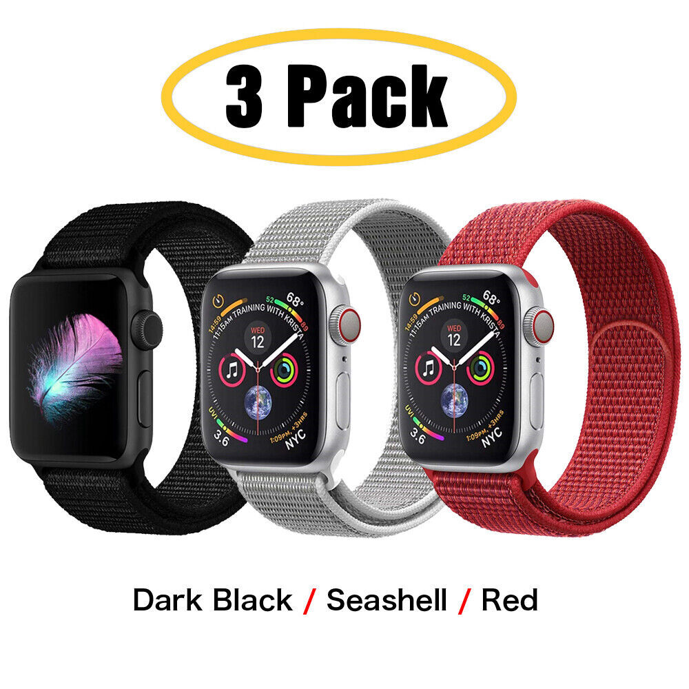 3 PACK Sport Band Strap For Apple Watch Series 10 9 8 7 6 5 4 SE 38/49mm Nylon