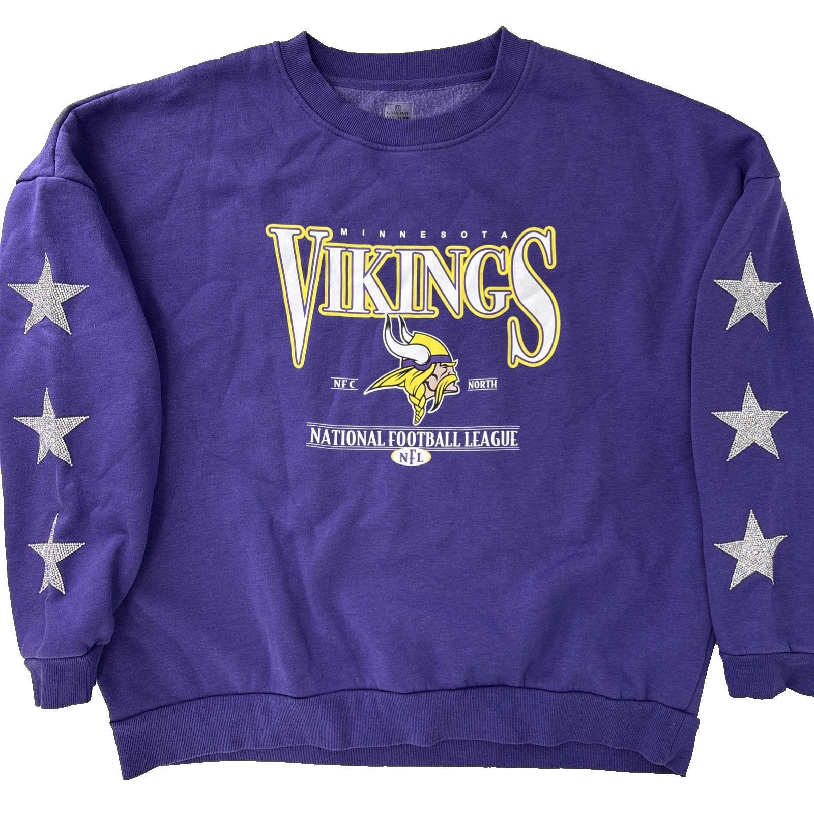 NFL Minnesota Vikings Gameday Couture Crewneck Sweatshirt Size XL Bling Stars