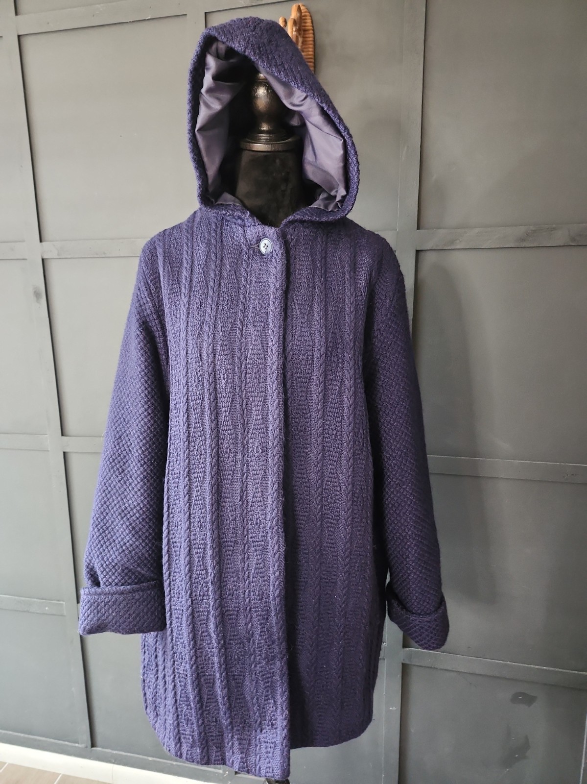 Vintage Boyne Valley Weavers Jacket 100% Merino Wool Handcrafted In Ireland Navy