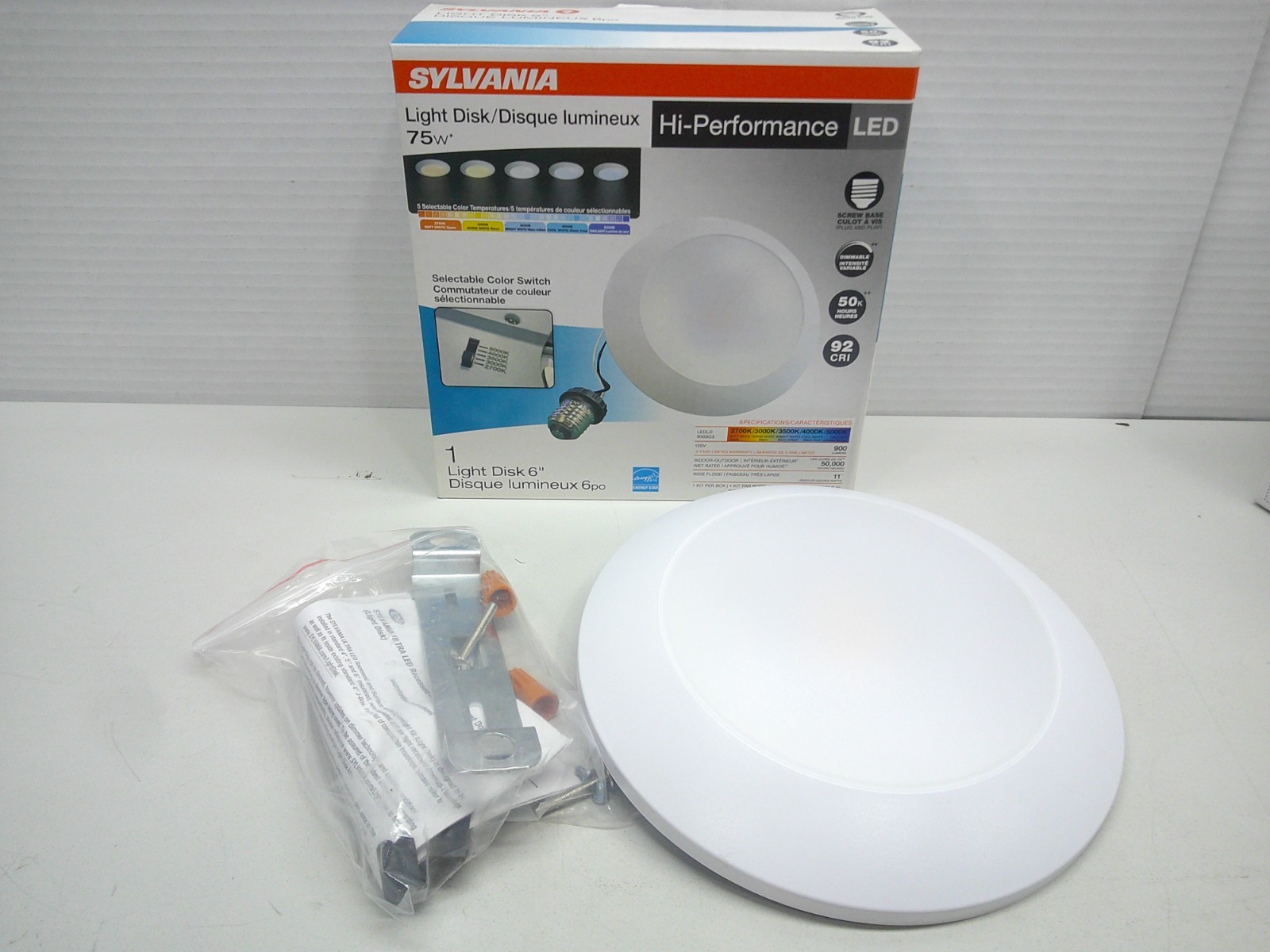 LEDVANCE Sylvania 11W LED Light Disk Dimmable 900 lm 120V Selectable CCT 65114