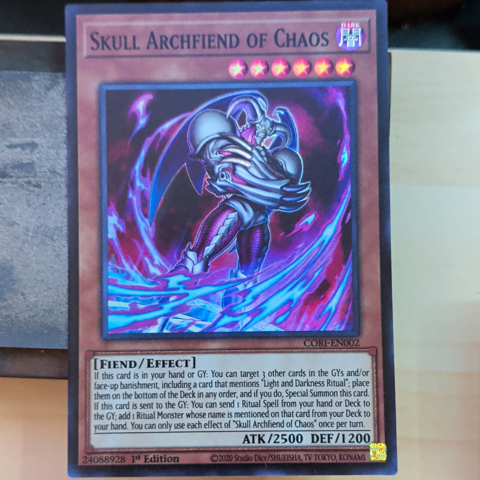 Konami Yu-Gi-Oh Skull Archfiend of Chaos CORI-EN002 UR Foil 1st Ed 2500/1200 Konami Yu-Gi-Oh Skull Archfiend of Chaos CORI-EN002 UR Foil 1st Ed 2500/1200
