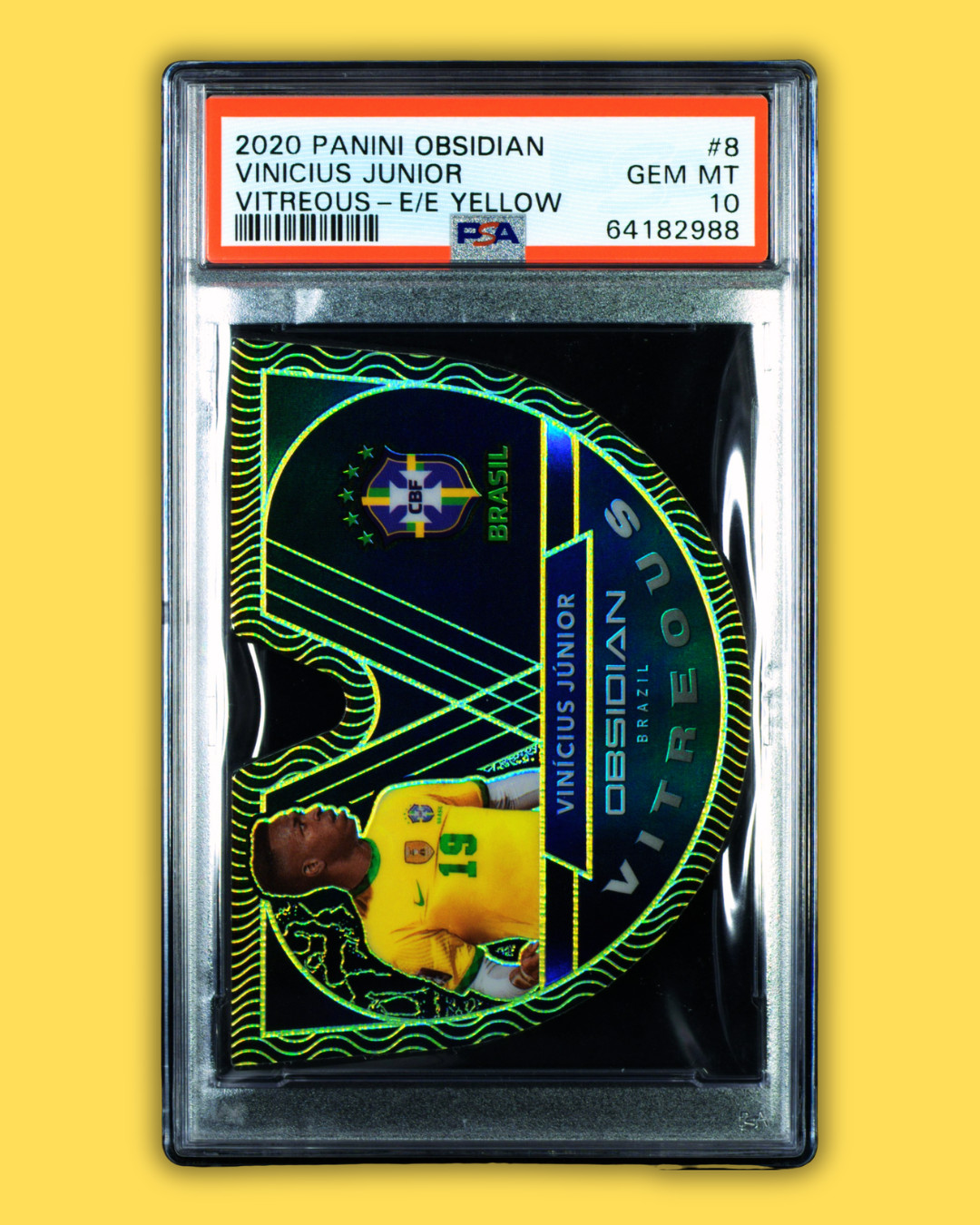 2020 Panini Obsidian Vinicius Junior Vini Jr Electric Etch Yellow /10 PSA 10 #8 