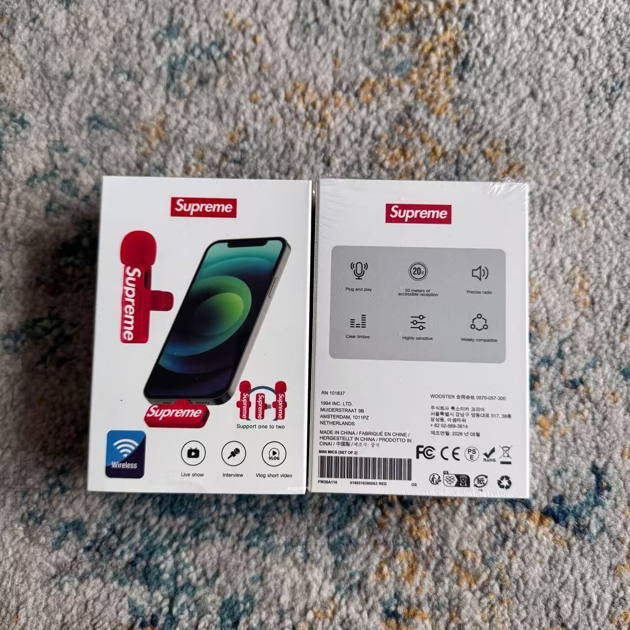 SUPREME FW26 MINI MICS SET OF 2 WIRELESS MICROPHONES RED BOX LOGO