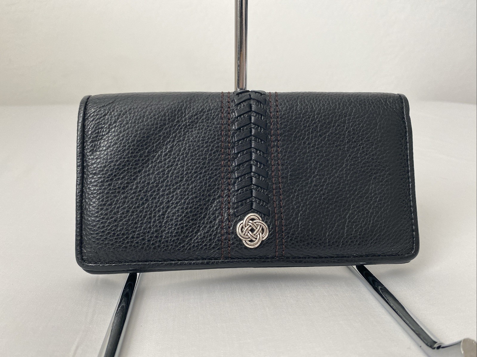 Brighton Interlock Barbados Flap Large Wallet Black Leather