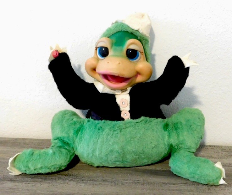 Vintage Rushton Rubber Face Plush Tuxedo Frog