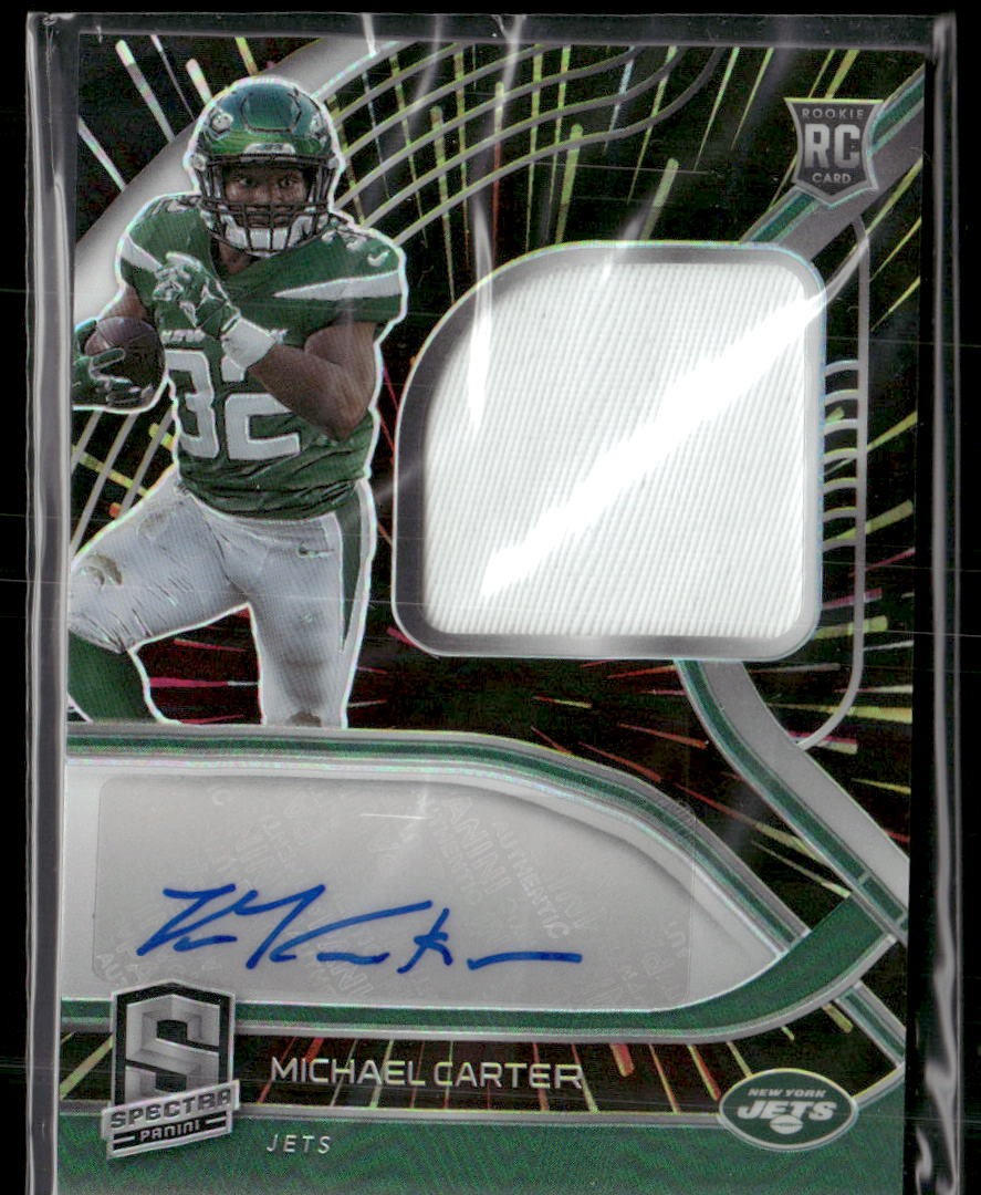 2021 Panini Spectra #218 Michael Carter Rookie Patch Autographs Hyper #/75