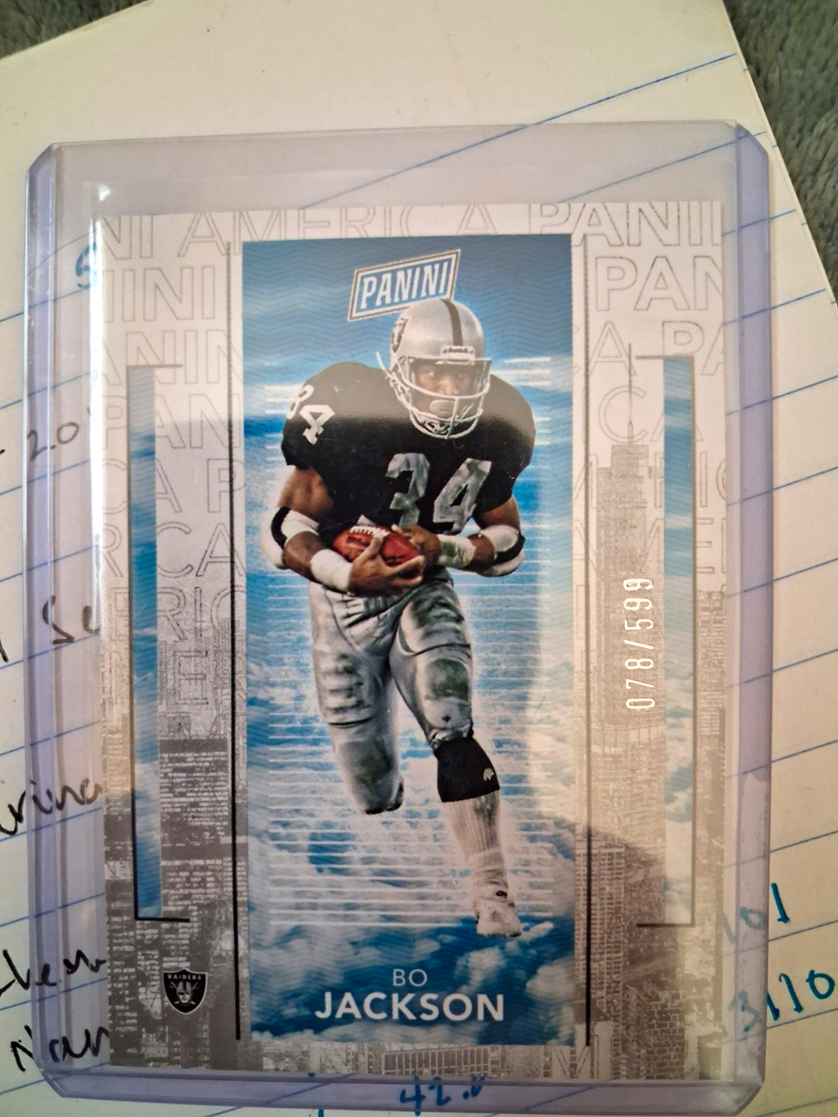 Panini America Bo Jackson Los Angeles Raiders #78 Serial Numbered /99 Panini America Bo Jackson Los Angeles Raiders #78 Serial Numbered /99