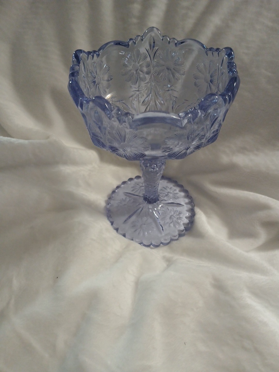 Vintage Fenton Ice Blue Daisy Puritan Glass 6.5 