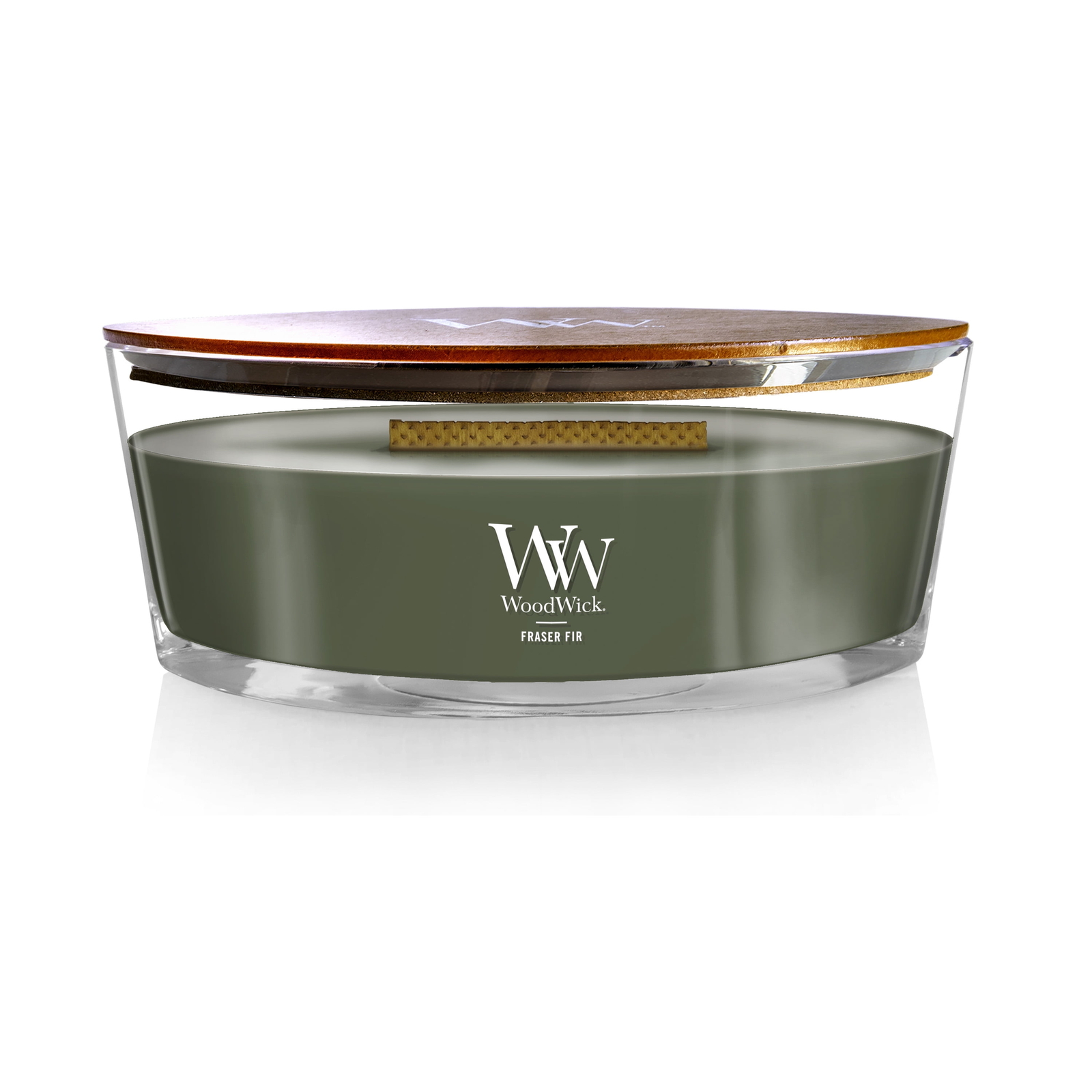 WoodWick Ellipse Scented Candle, Fraser Fir, 16 oz balanced with notes of amber