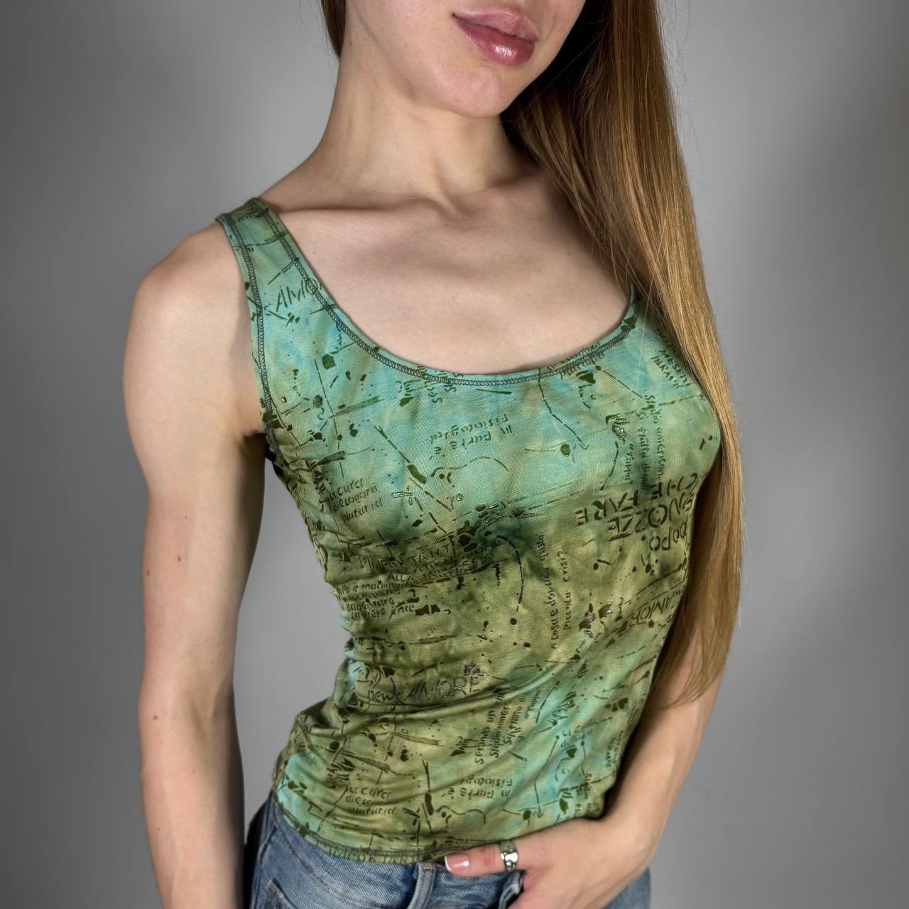 Vintage Y2K Cyber Grunge Graphic Script Print Tank Top