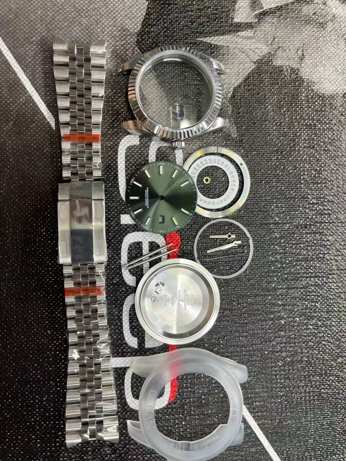 DIY SET for 3235 41MM Watch case + dial + hands + Stainless Steel Strap