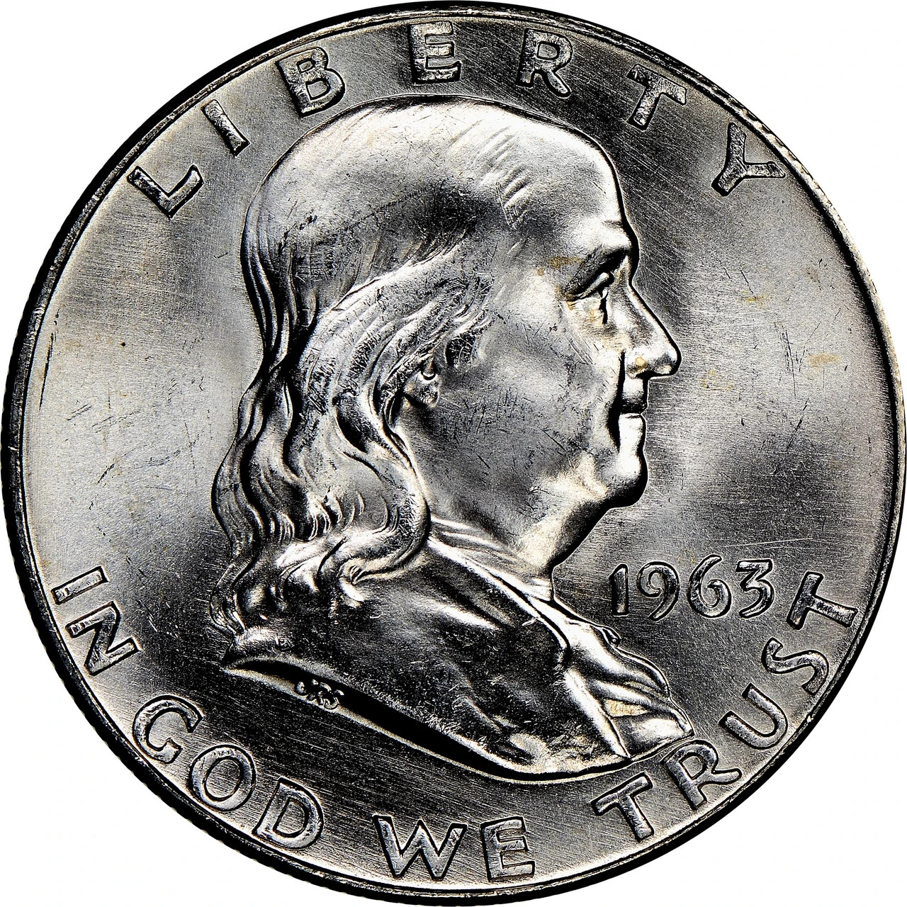 1963-D Uncirculated 90% Silver Franklin Half Dollar