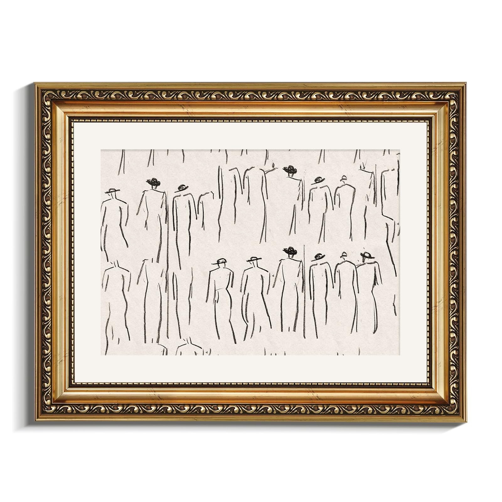 Gold Framed Canvas Wall Art - Abstract Minimalist Portrait Decor 11x14in