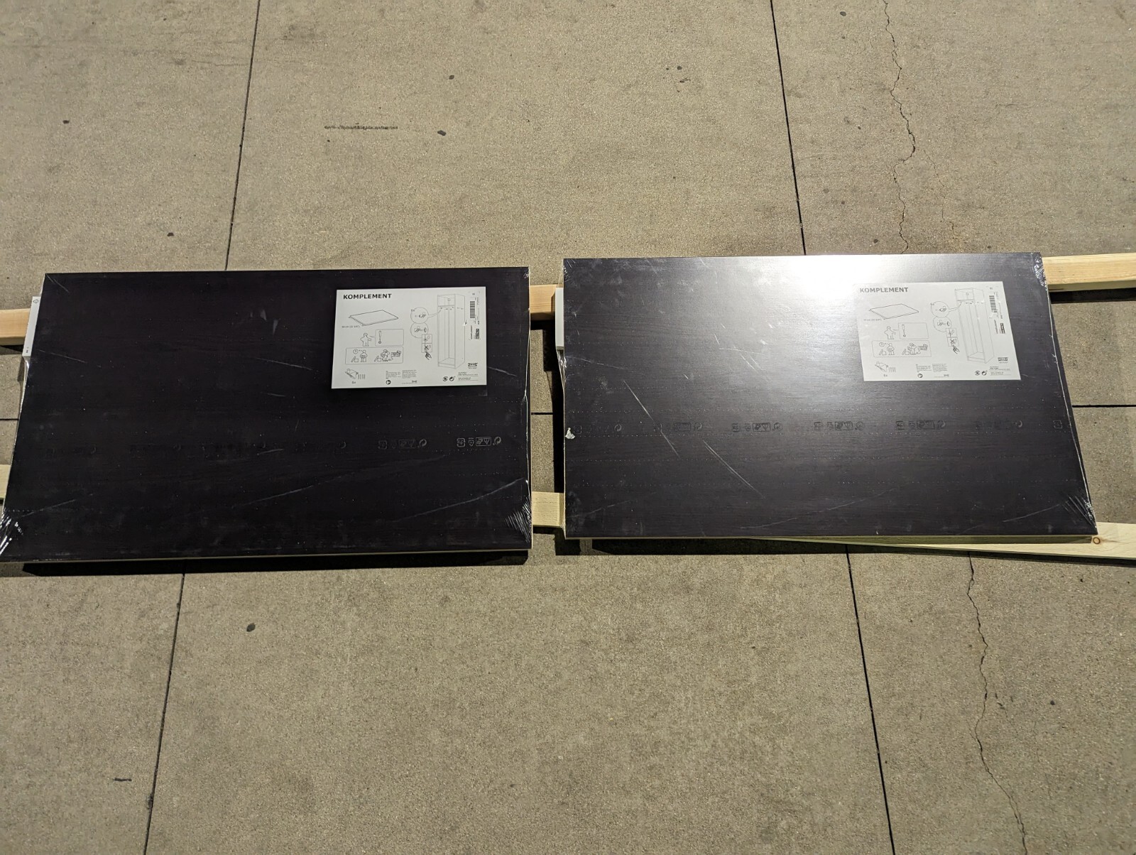 TWO IKEA KOMPLEMENT Shelf Black brown  39 3/8 X 22 7/8” 802.779.71 PAX WARDROBE
