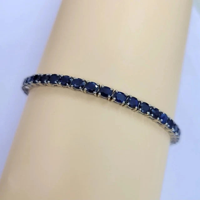 15.00 Ct Oval Cut Natural Sapphire Diamond Tennis Bracelet 14K White Gold Plated 15.00 Ct Oval Cut Natural Sapphire Diamond Tennis Bracelet 14K White Gold Plated