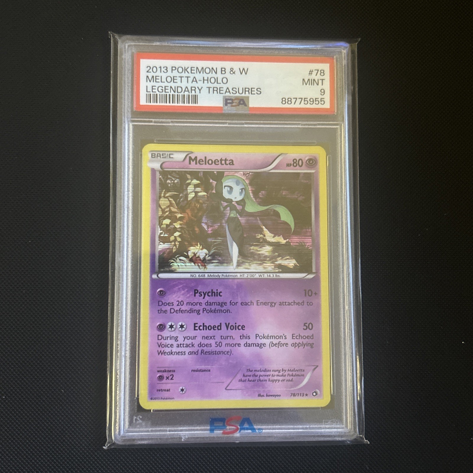 Pokemon TCG 2013 Legendary Treasures Card -- Meloetta 78/113 Holo PSA 9