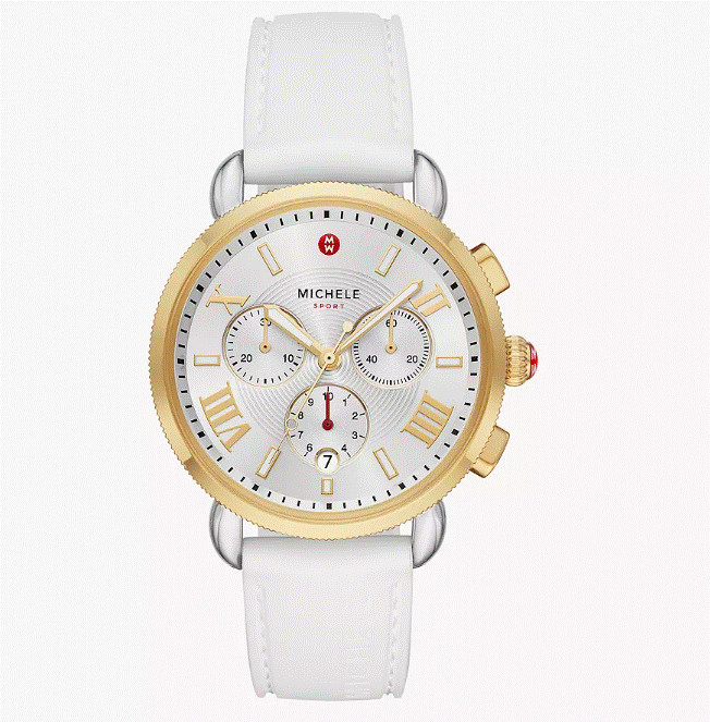 Michele Sport Sail Gold-White Silicone Strap 38mm Women's Watch MWW01P000017 Michele Sport Sail Gold-White Silicone Strap 38mm Women's Watch MWW01P000017