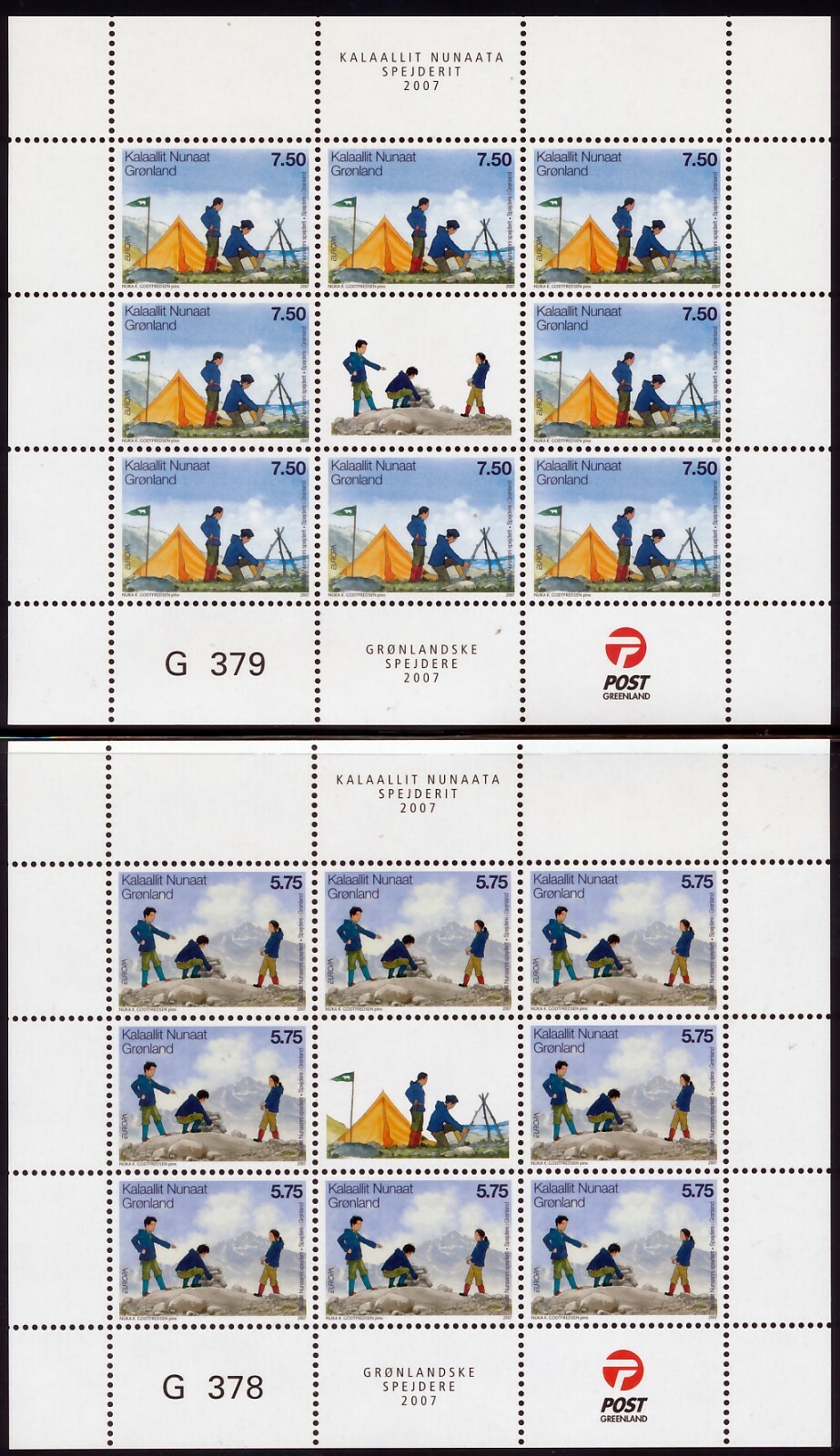 GREENLAND 2007/2019 EUROPA CEPT SHEETLETS - each available to buy seperately