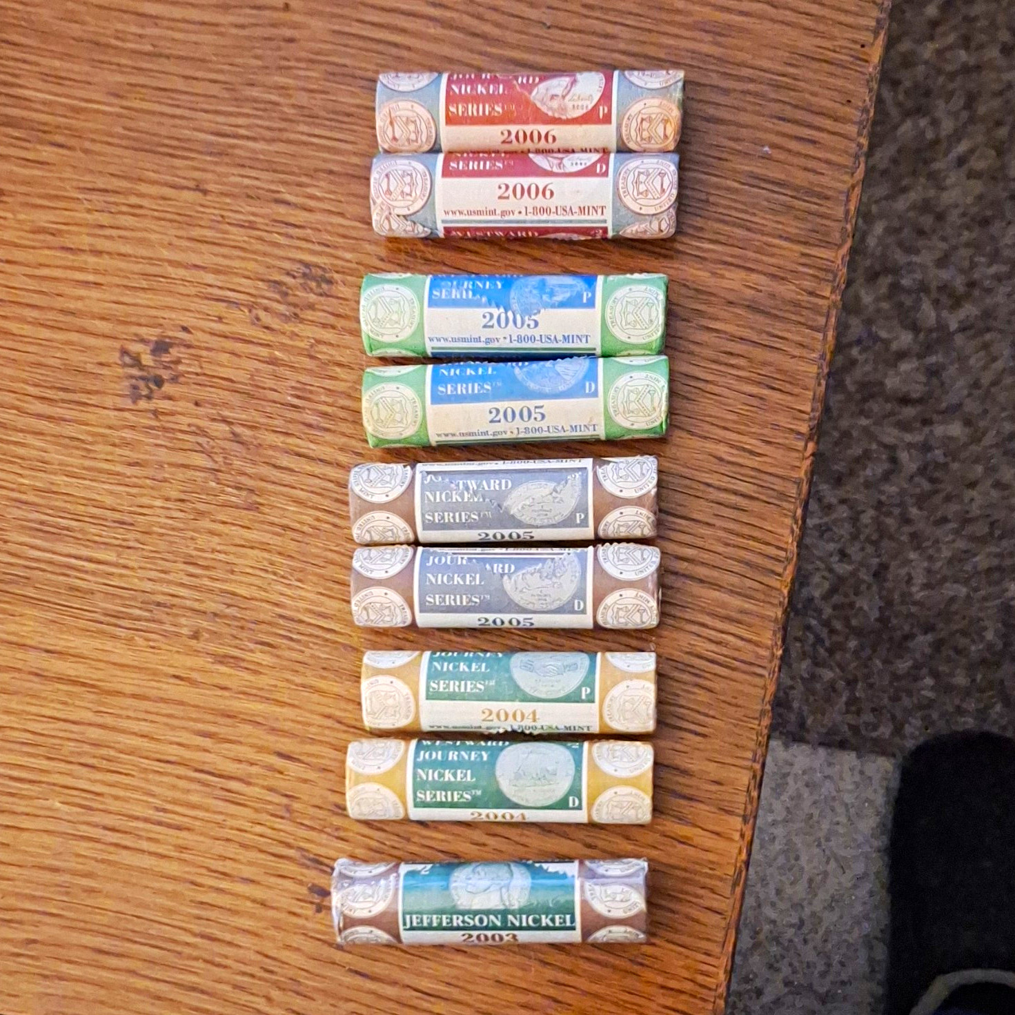 * ALL 5 ISSUES & 1 2003d Jefferson Nickel Westward Journey Series - P&D/ 9 roll * ALL 5 ISSUES & 1 2003d Jefferson Nickel Westward Journey Series - P&D/ 9 roll