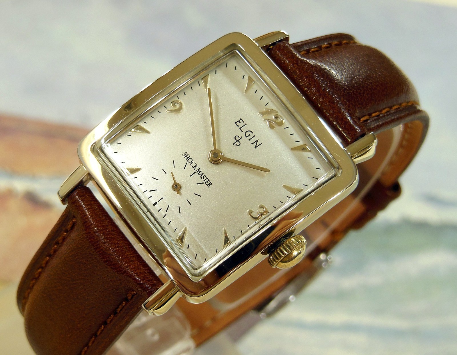 1950's Vintage ELGIN SHOCKMASTER, Stunning Silver Dial, Serviced