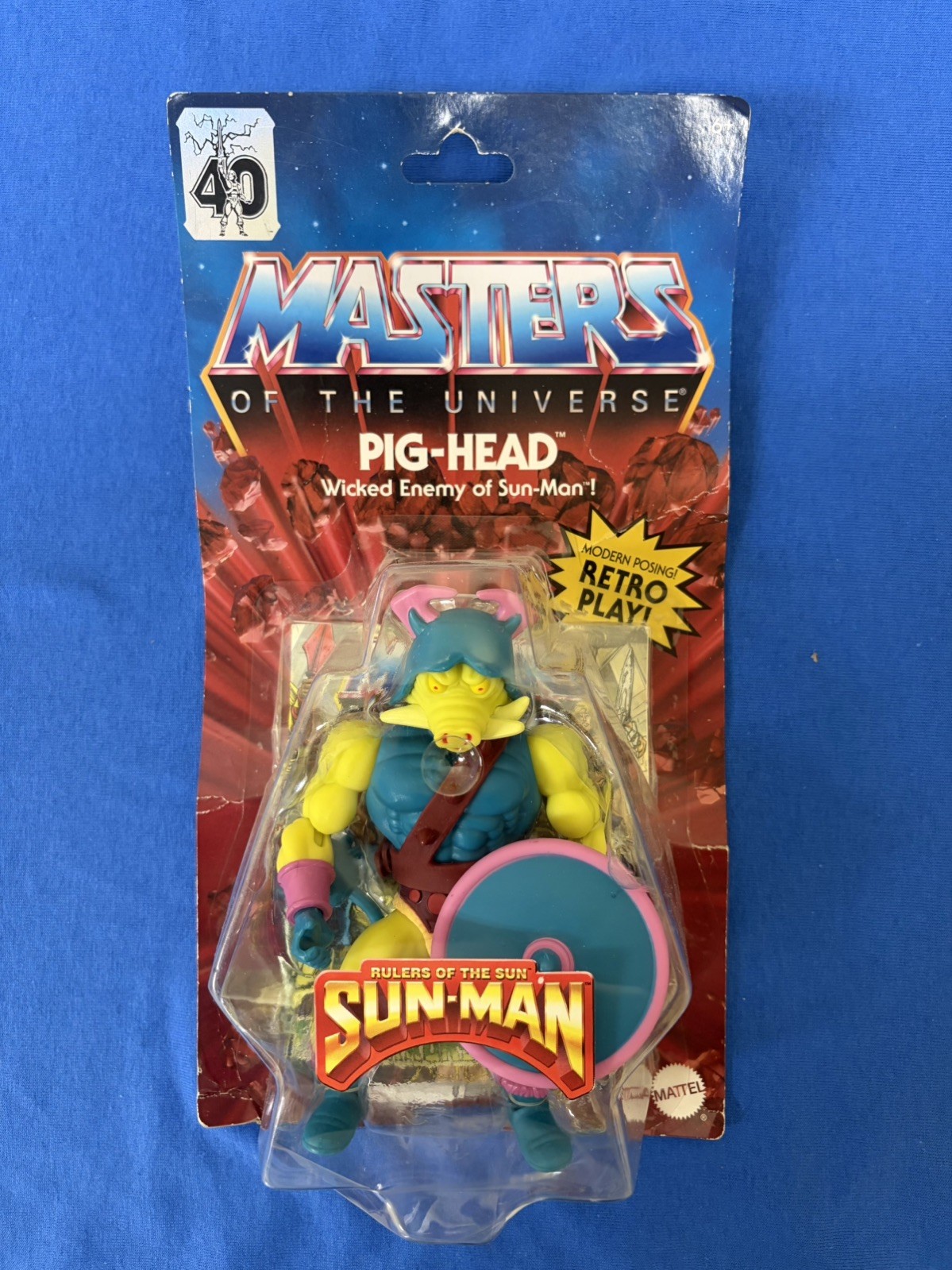 2022 MATTEL ORIGINS 40TH MOTU SUN-MAN PIG-HEAD ACTION FIGURE
