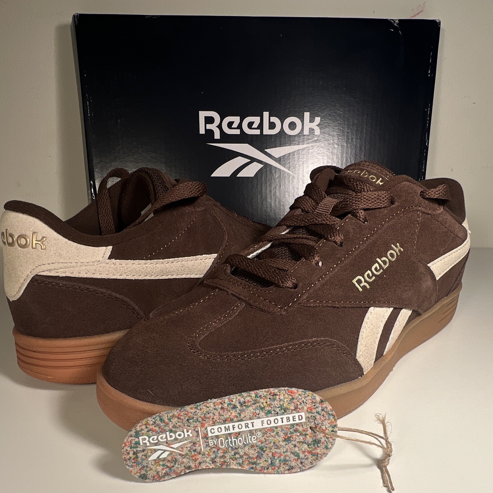 Reebok Royal Complete 3.0 Brown Suede Low Top Lace Up Comfort Sneakers